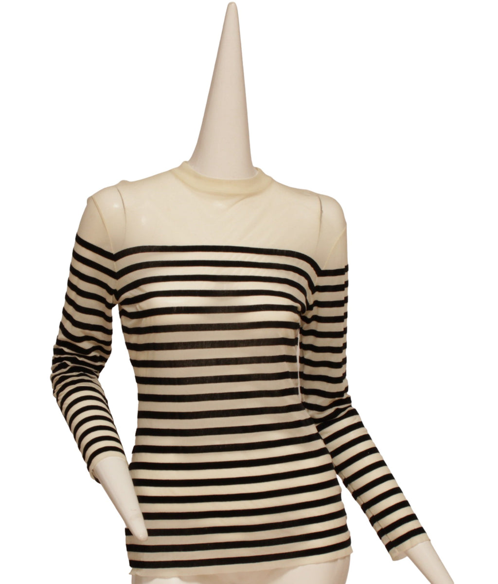 JEAN PAUL GAULTIER CLASSIQUE, black and white stripe, long-sleeve, crew neck, top