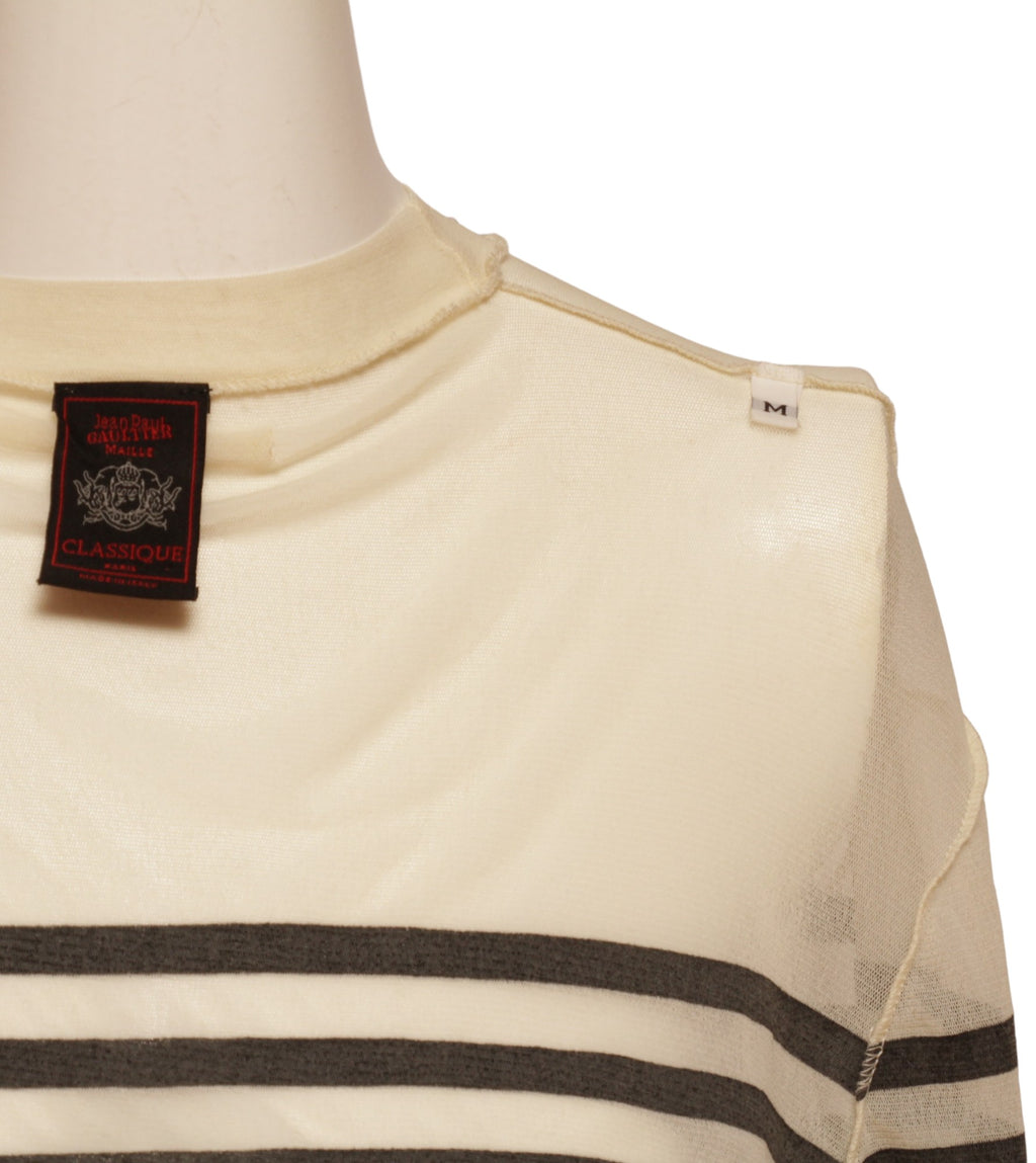 JEAN PAUL GAULTIER CLASSIQUE, black and white stripe, long-sleeve, crew neck, top