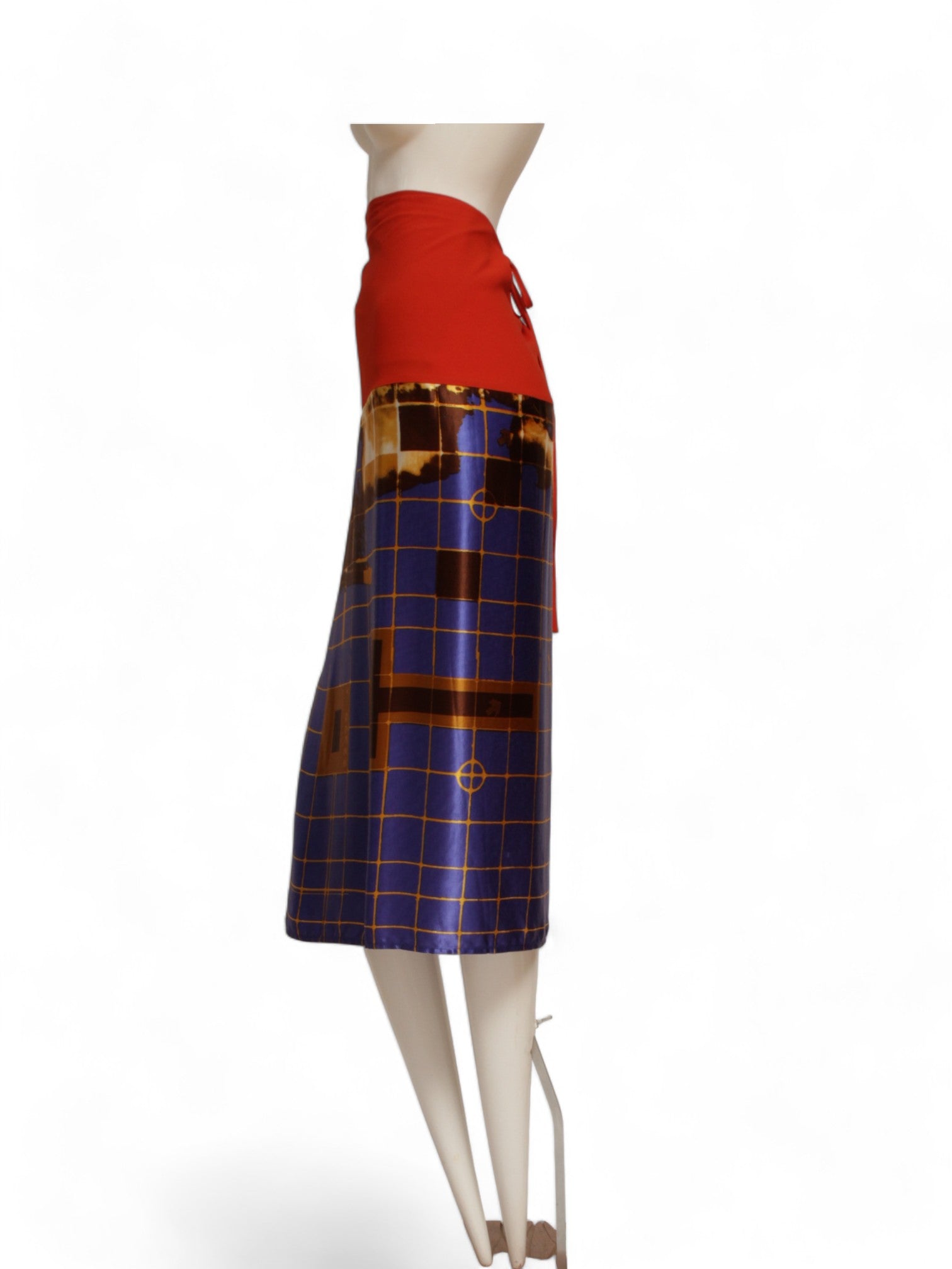 JEAN PAUL GAULTIER SS 1996 Cyberbaba patchwork x-ray wrap shirt dress
