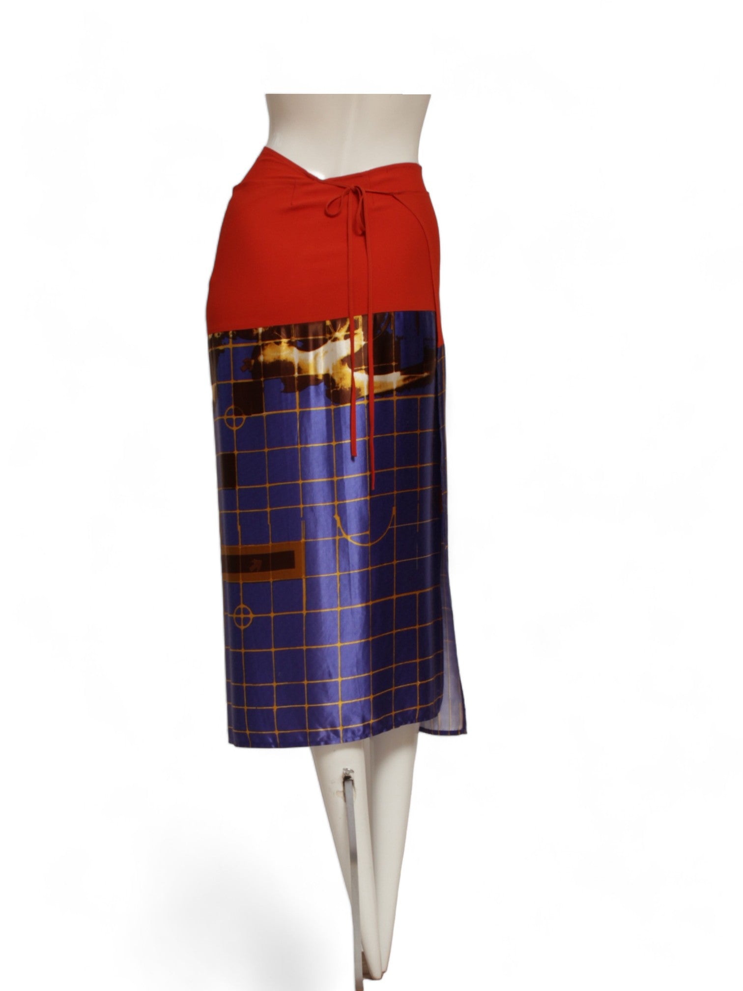 JEAN PAUL GAULTIER SS 1996 Cyberbaba patchwork x-ray wrap shirt dress