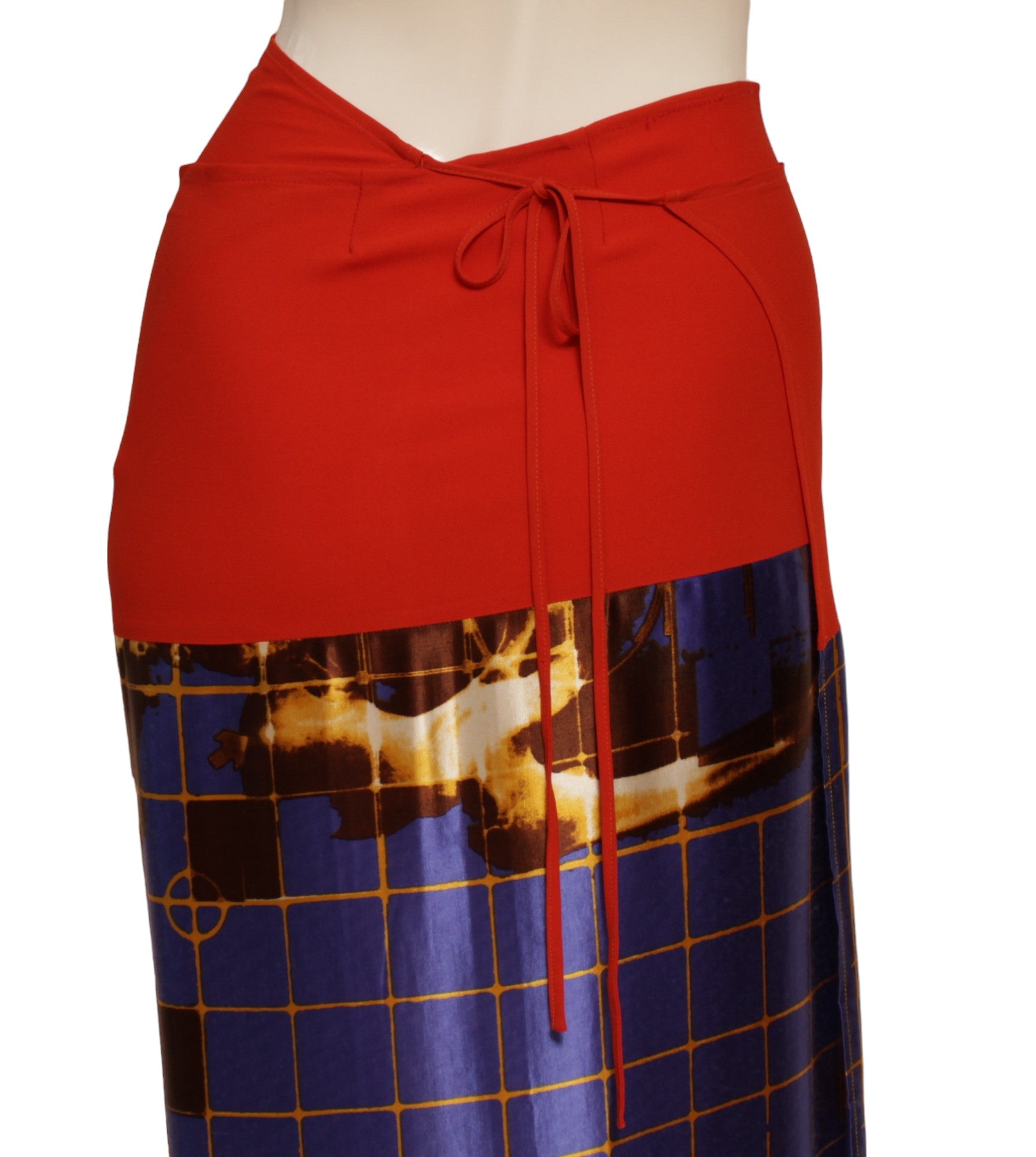 JEAN PAUL GAULTIER SS 1996 Cyberbaba patchwork x-ray wrap shirt dress
