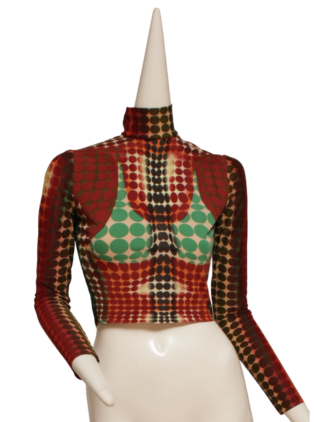 JEAN PAUL GAULTIER 1996 Vintage Maille Cyber Dot Top Turtle Neck Long Sleeve