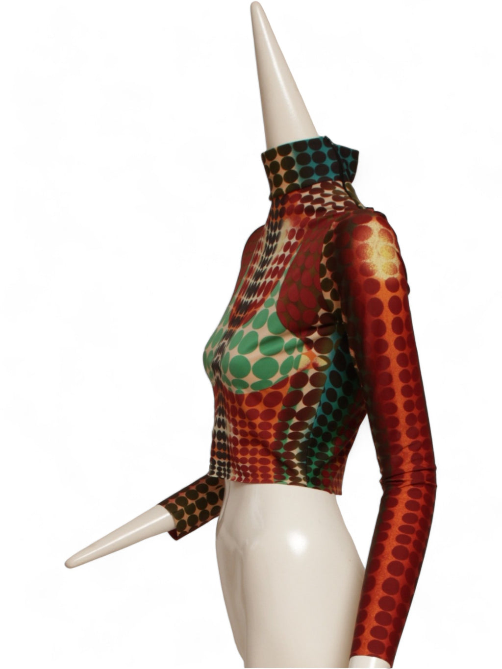 JEAN PAUL GAULTIER 1996 Vintage Maille Cyber Dot Top Turtle Neck Long Sleeve
