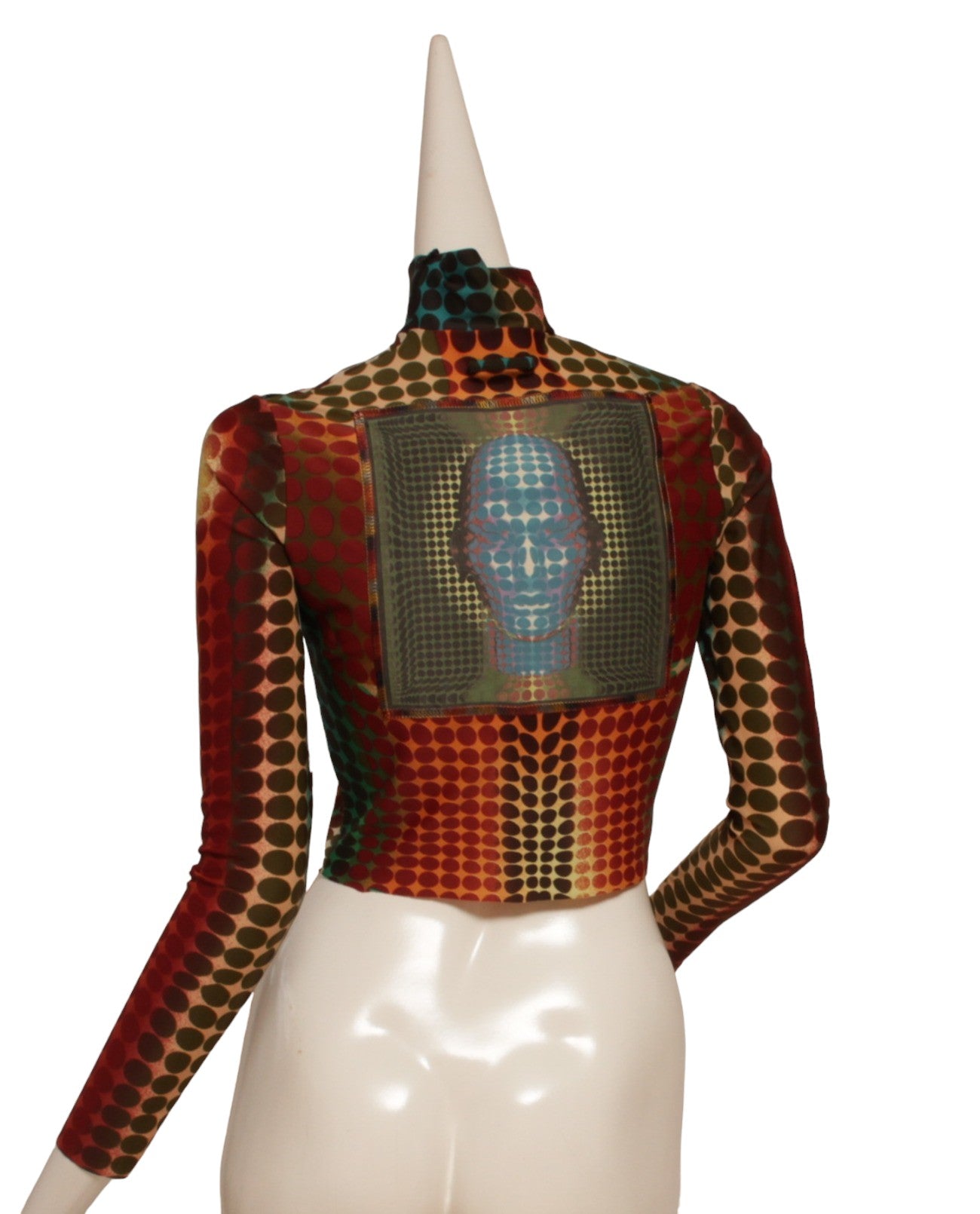 JEAN PAUL GAULTIER 1996 Vintage Maille Cyber Dot Top Turtle Neck Long Sleeve