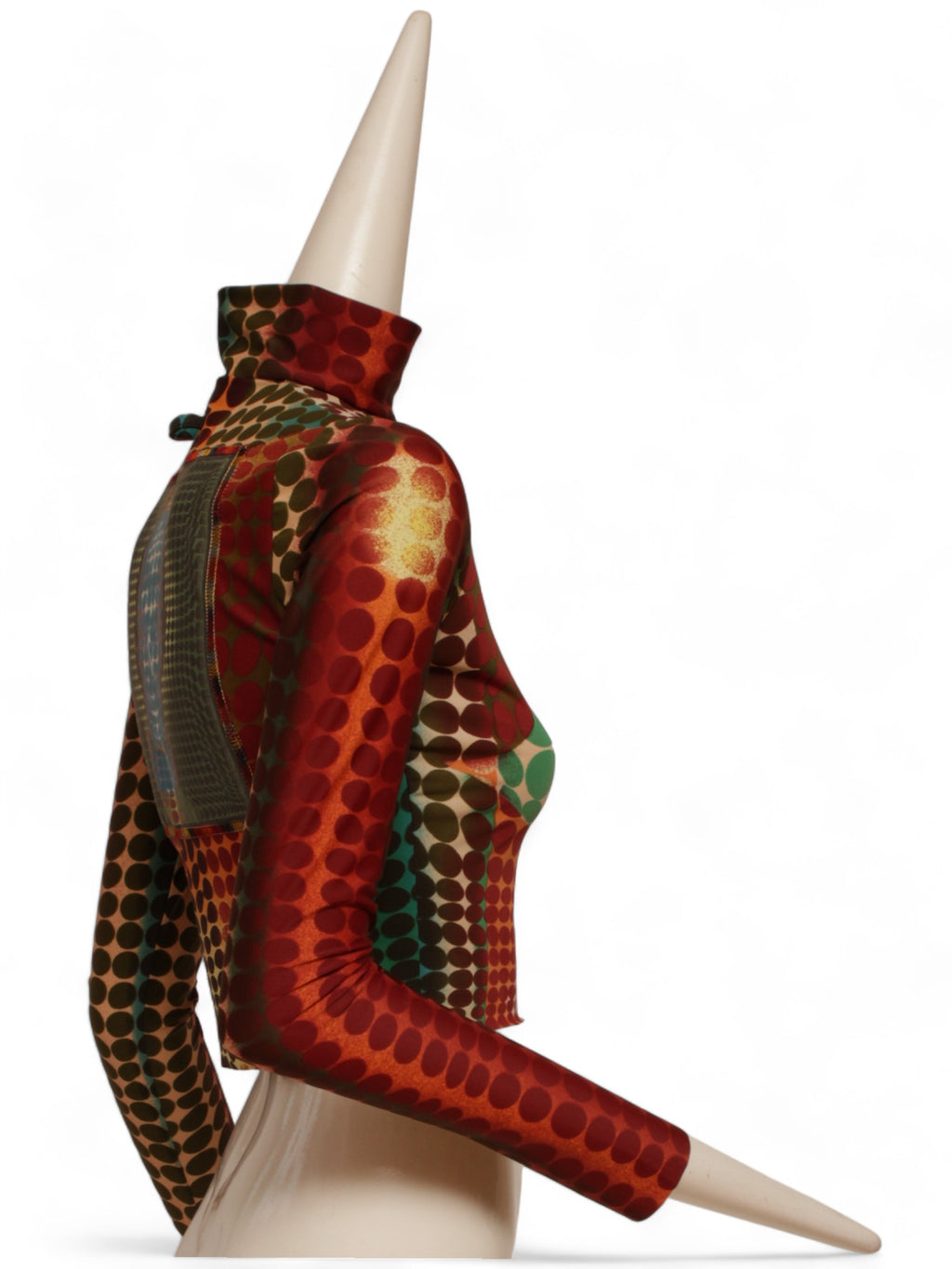 JEAN PAUL GAULTIER 1996 Vintage Maille Cyber Dot Top Turtle Neck Long Sleeve