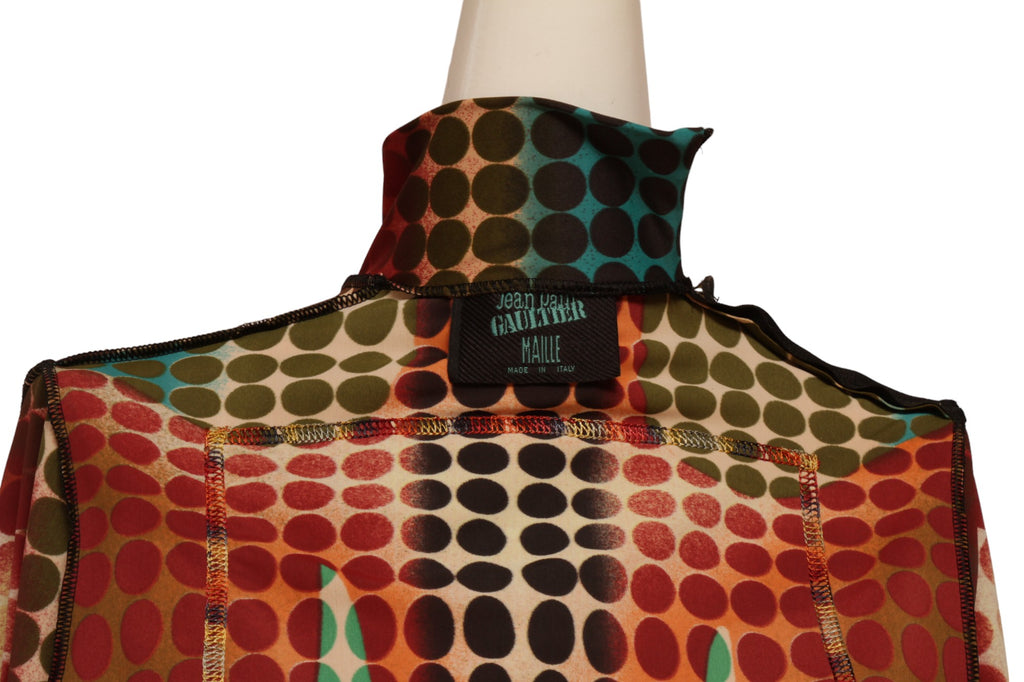 JEAN PAUL GAULTIER 1996 Vintage Maille Cyber Dot Top Turtle Neck Long Sleeve