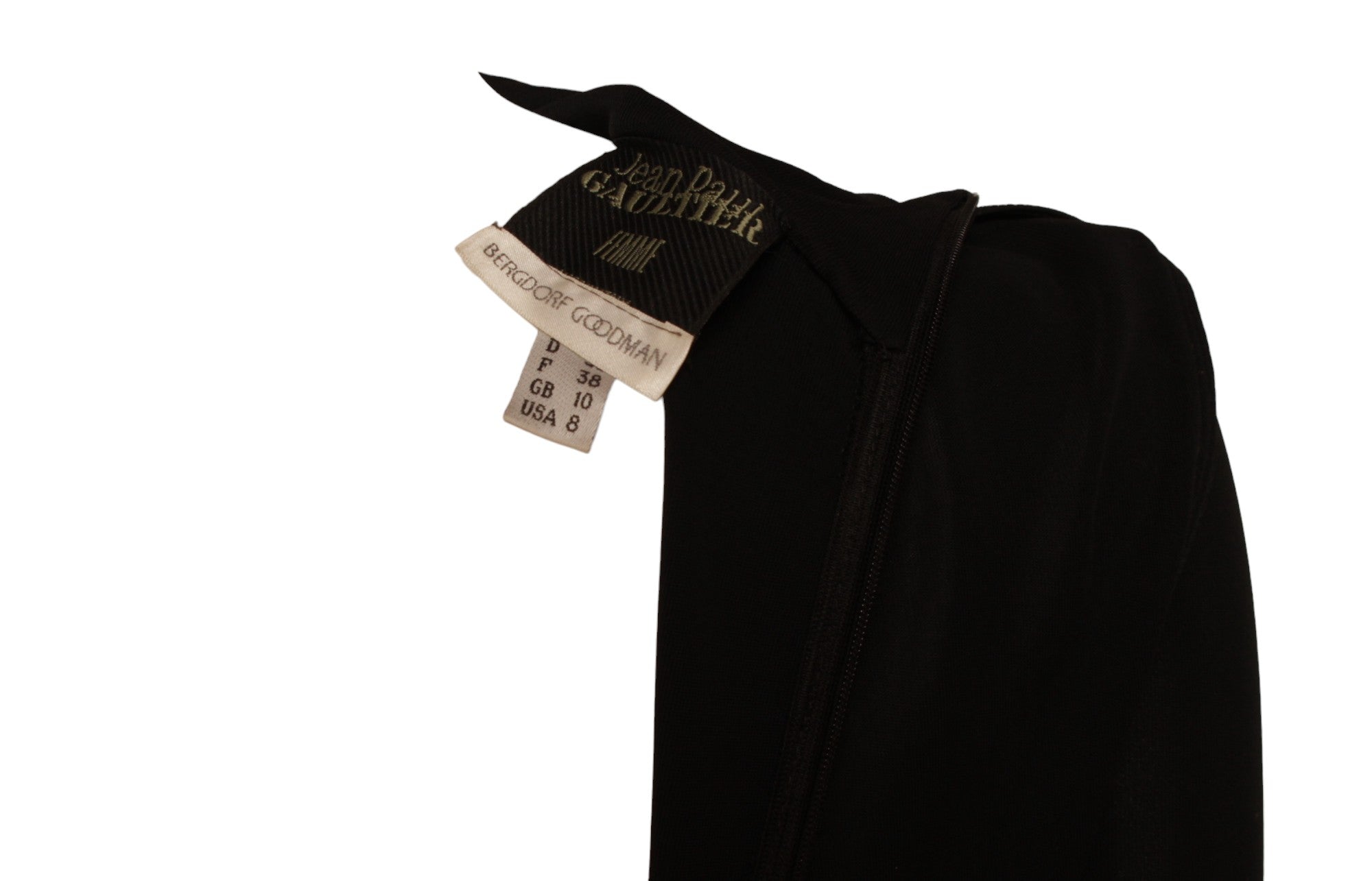 JEAN PAUL GAULTIER, black long sleeve jumpsuit zipper back and flared bottoms