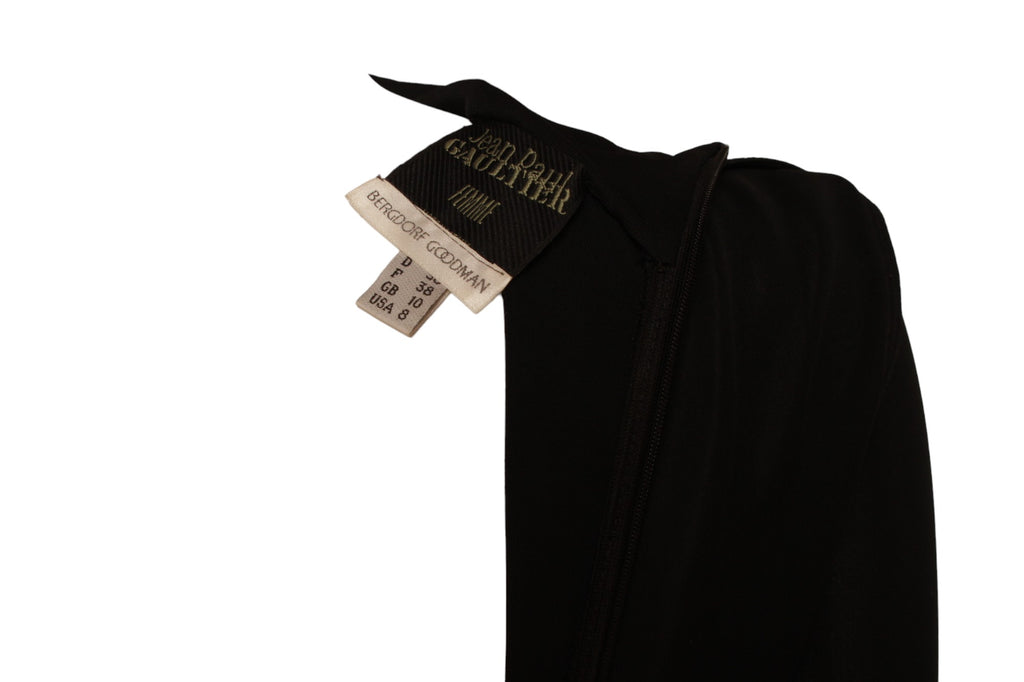JEAN PAUL GAULTIER, black long sleeve jumpsuit zipper back and flared bottoms