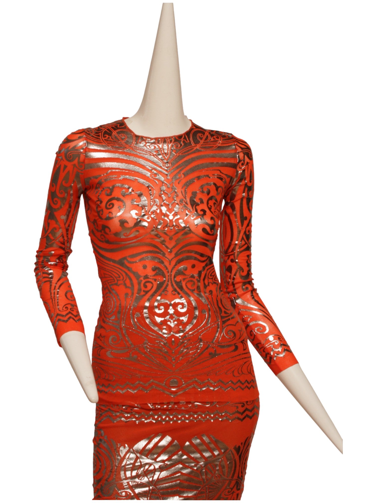 JEAN PAUL GAULTIER SS 1996 Cyberbaba orange tattoo ensemble