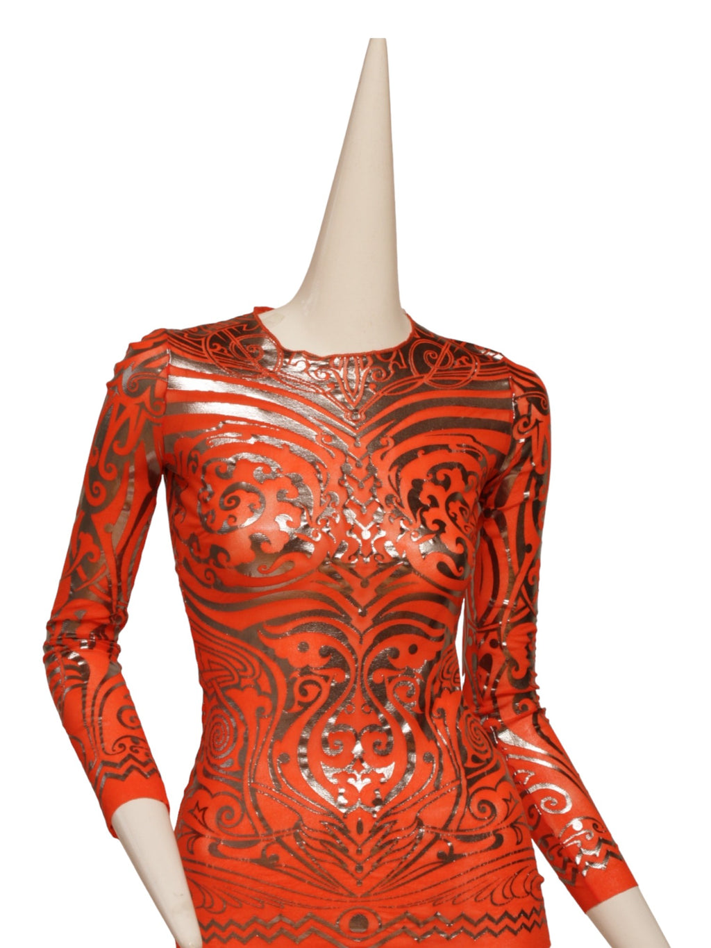 JEAN PAUL GAULTIER SS 1996 Cyberbaba orange tattoo ensemble
