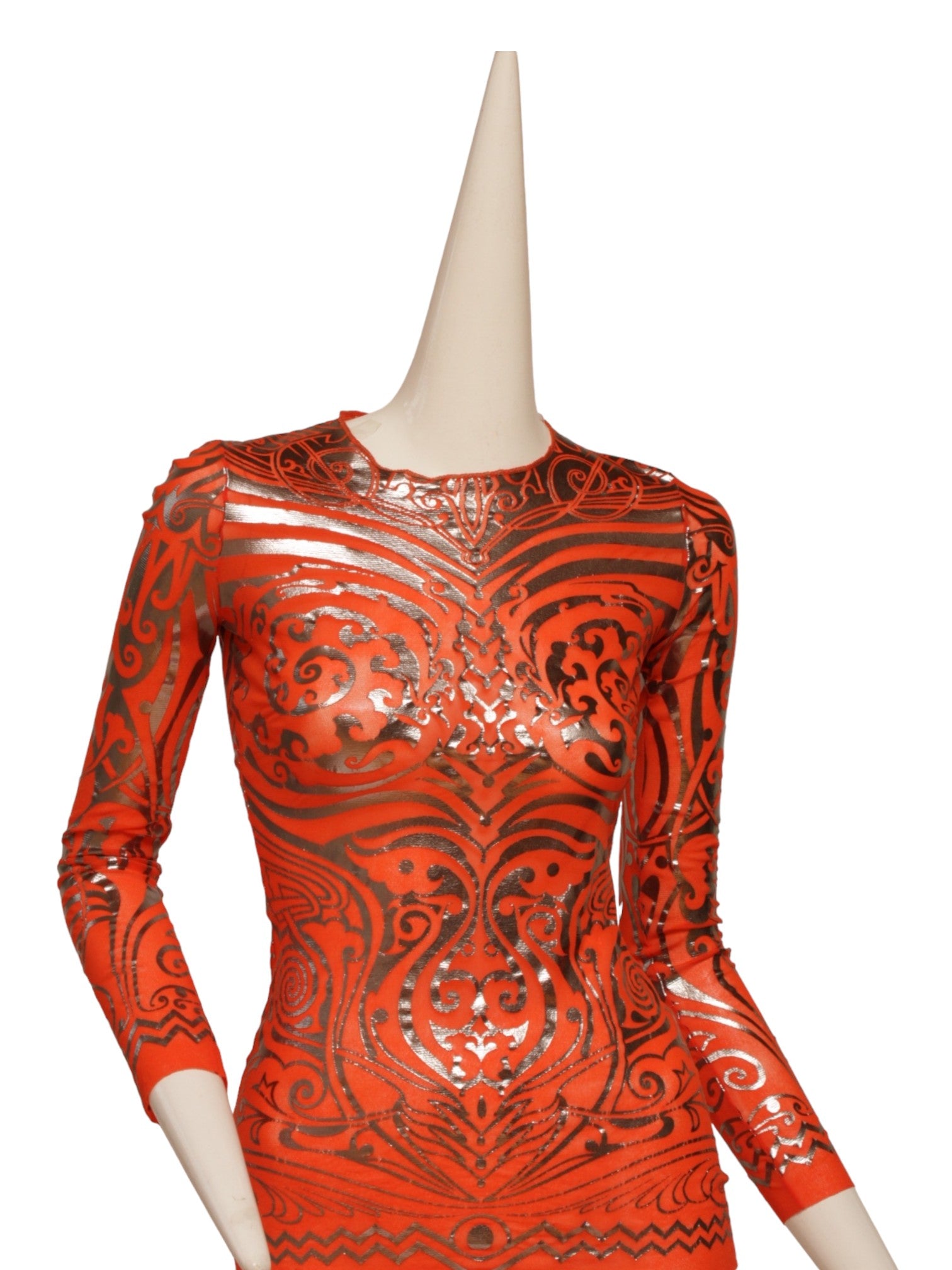 JEAN PAUL GAULTIER SS 1996 Cyberbaba orange tattoo ensemble