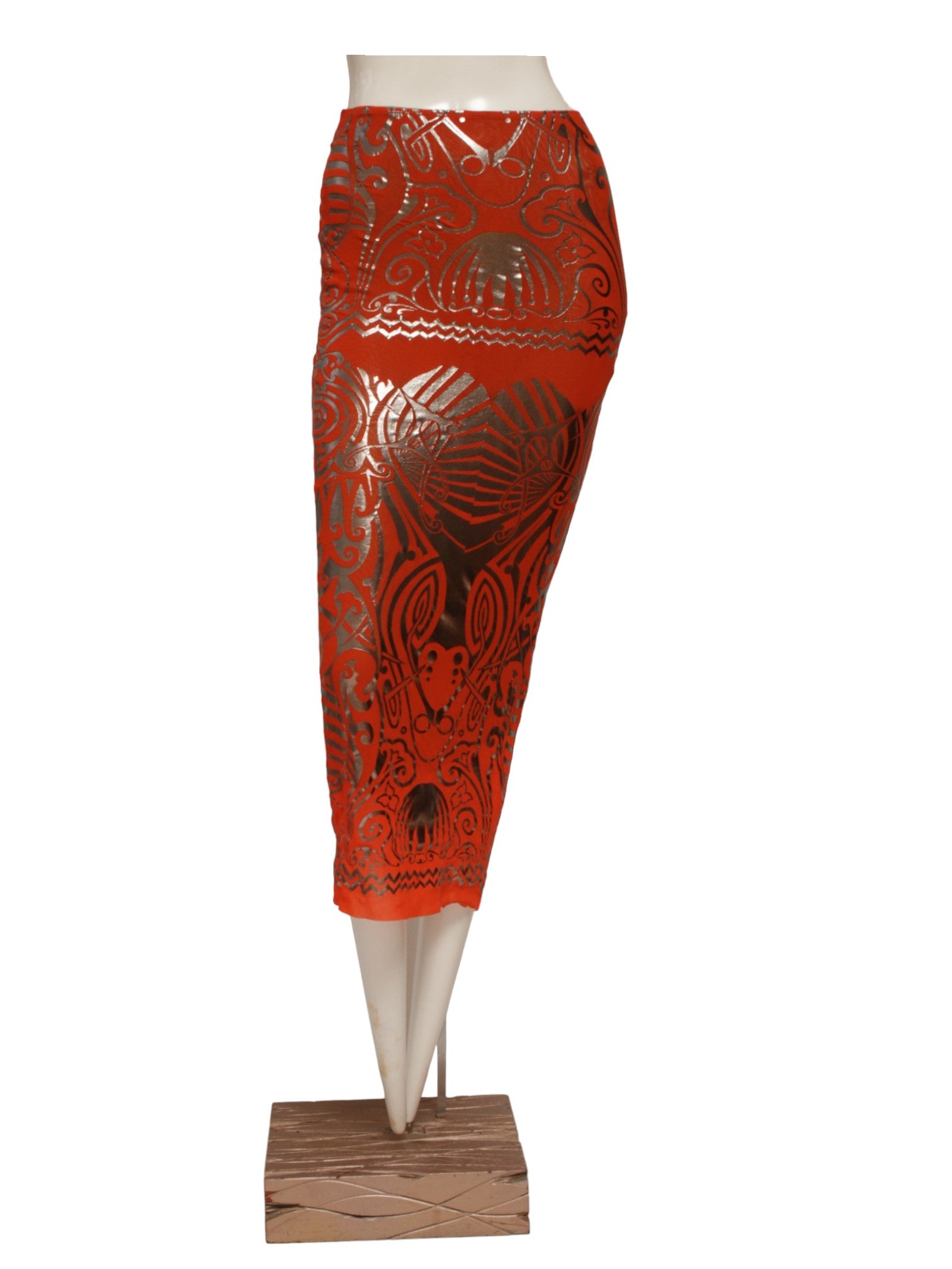 JEAN PAUL GAULTIER SS 1996 Cyberbaba orange tattoo ensemble