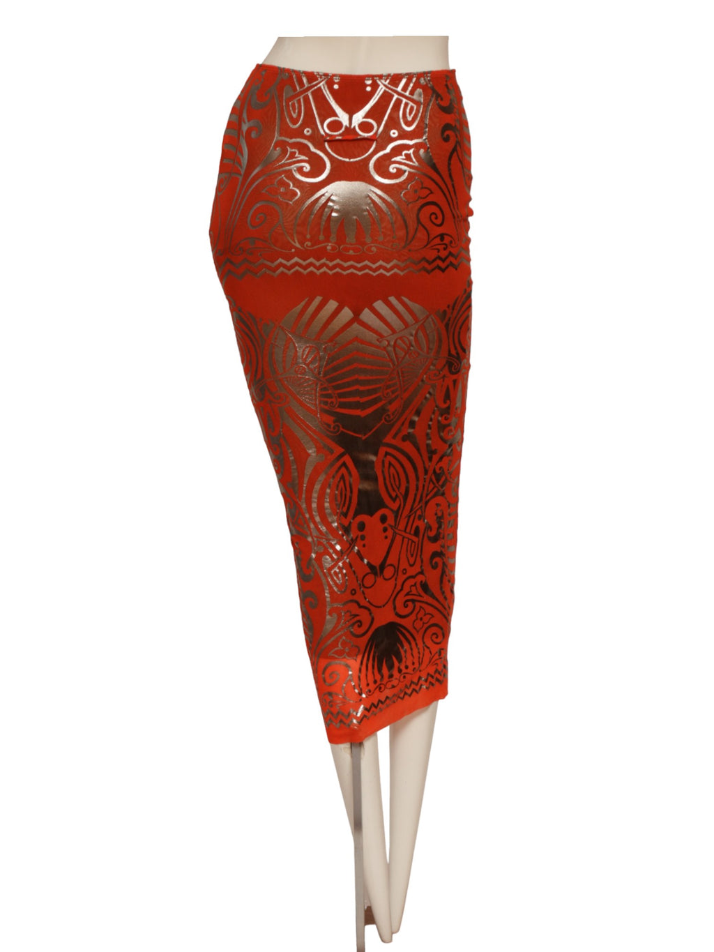 JEAN PAUL GAULTIER SS 1996 Cyberbaba orange tattoo ensemble