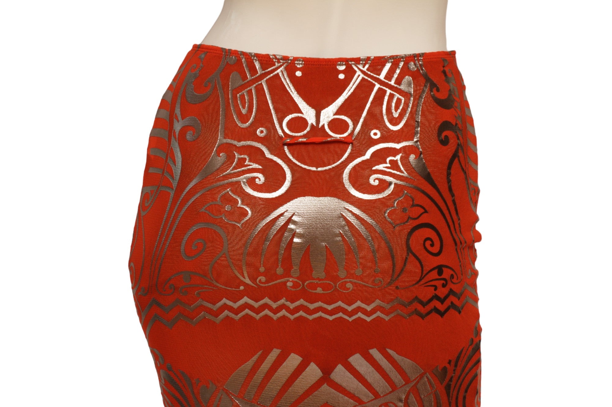 JEAN PAUL GAULTIER SS 1996 Cyberbaba orange tattoo ensemble