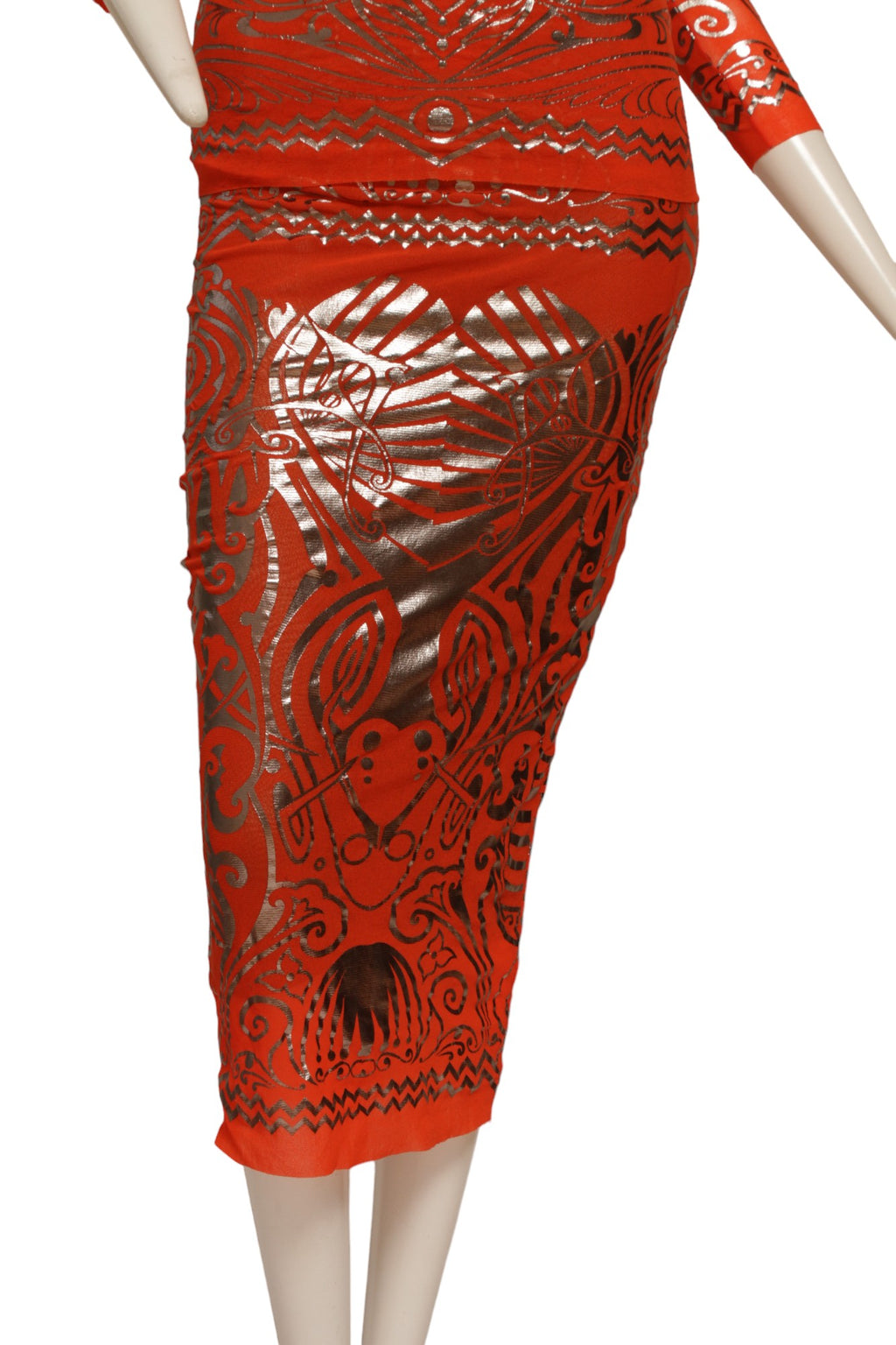 JEAN PAUL GAULTIER SS 1996 Cyberbaba orange tattoo ensemble