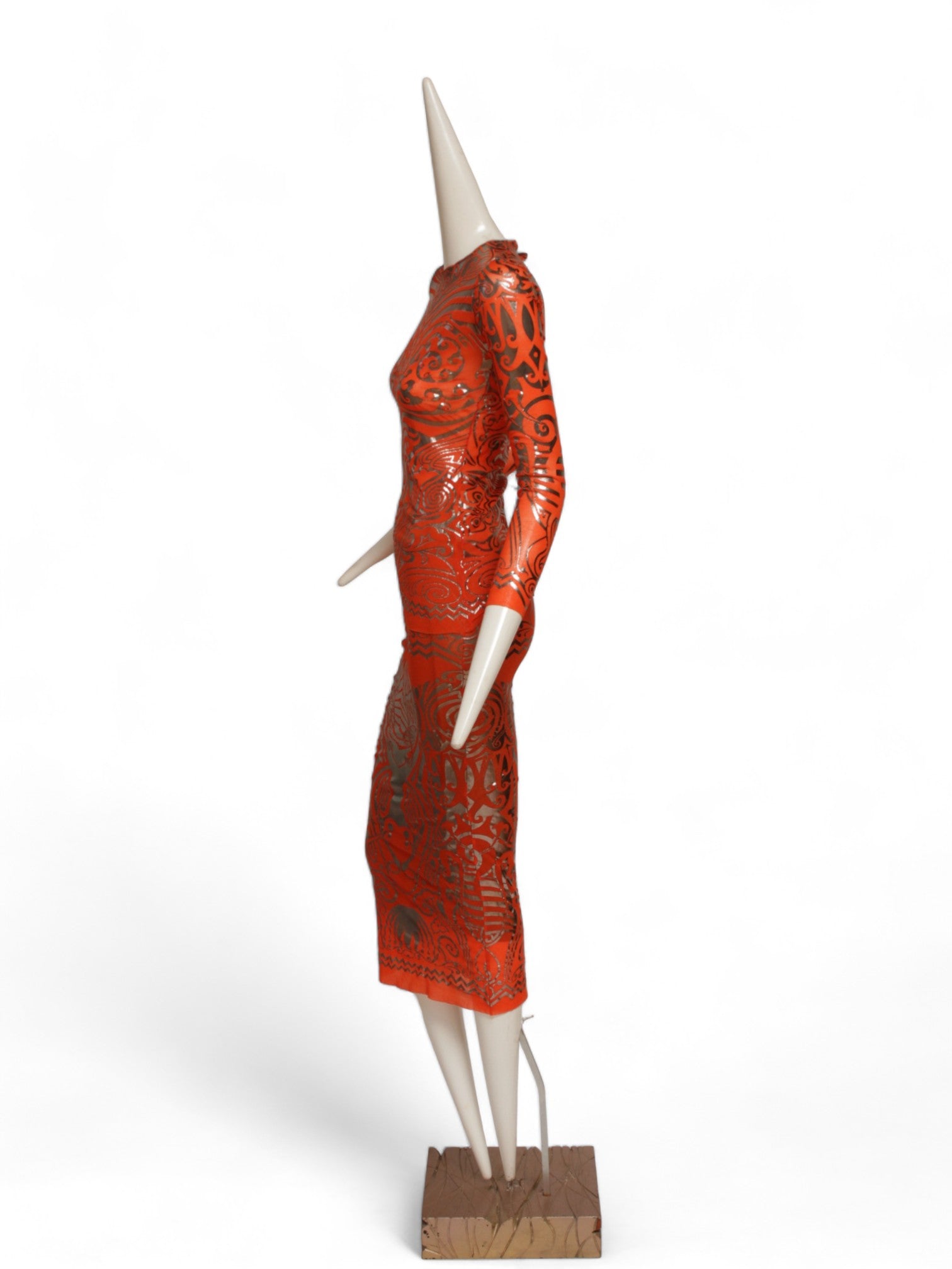 JEAN PAUL GAULTIER SS 1996 Cyberbaba orange tattoo ensemble