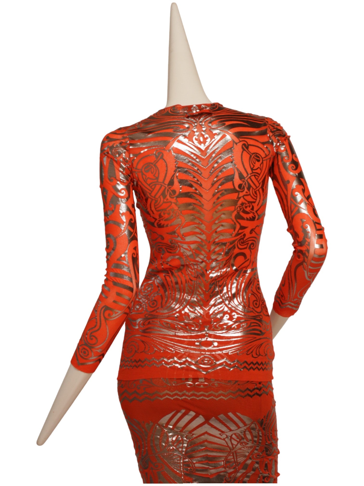 JEAN PAUL GAULTIER SS 1996 Cyberbaba orange tattoo ensemble
