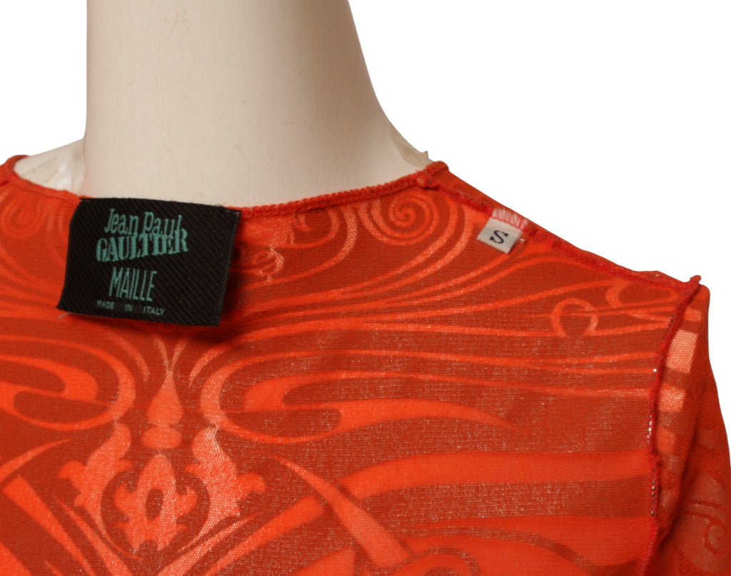JEAN PAUL GAULTIER SS 1996 Cyberbaba orange tattoo ensemble