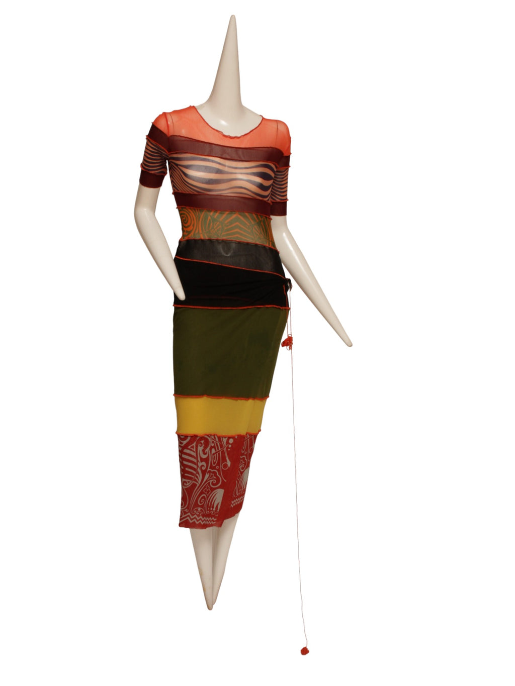 JEAN PAUL GAULTIER, SS1996 STRIPED MESH DRESS