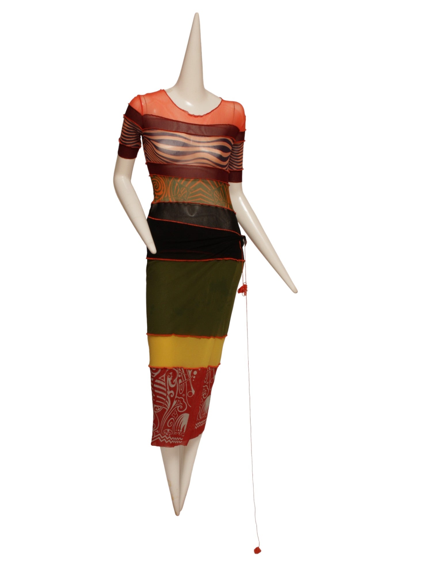JEAN PAUL GAULTIER, SS1996 STRIPED MESH DRESS