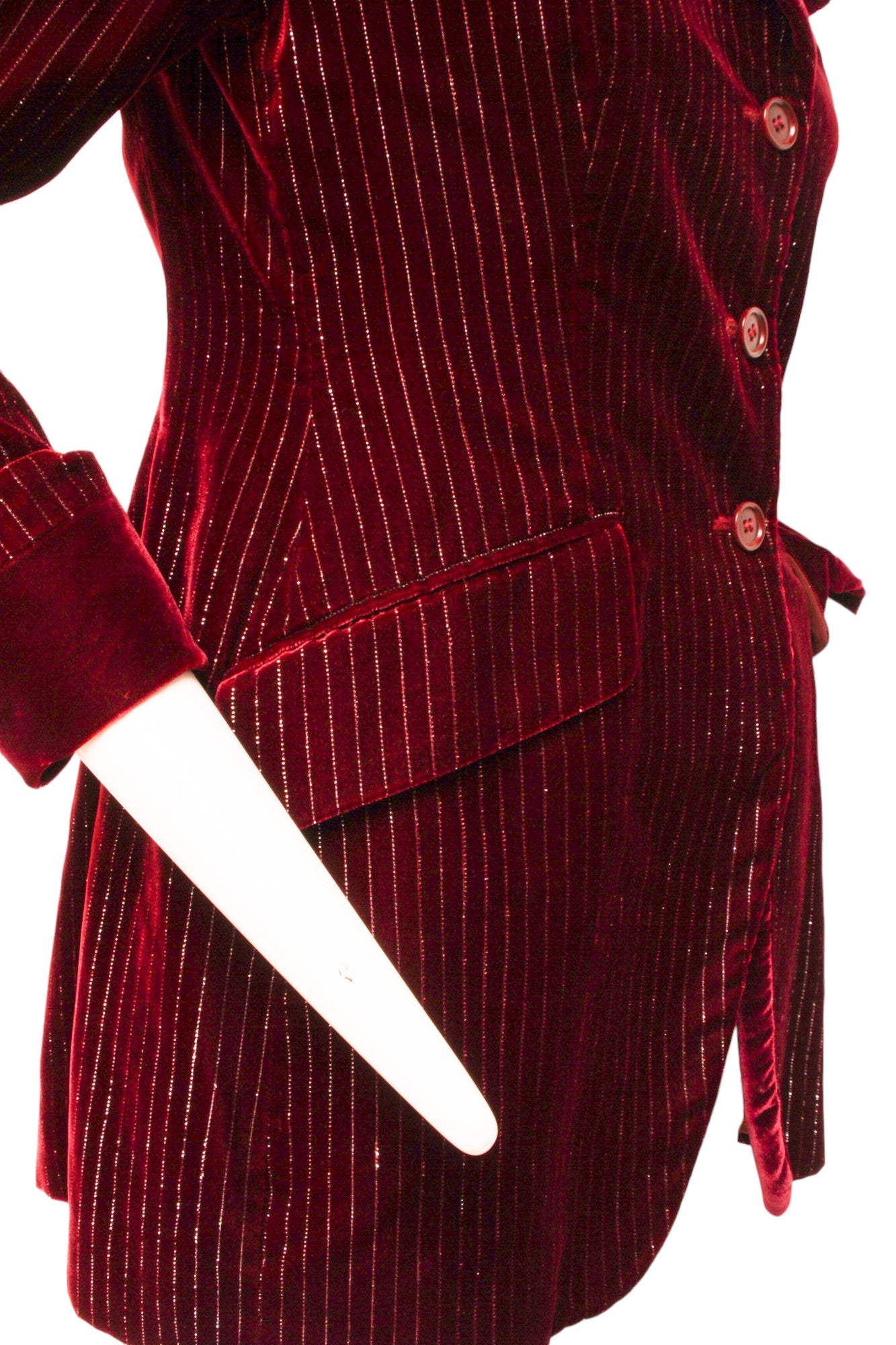 ROMEO GIGLI, burgundy velvet notched lapel slanted pockets, blazer FW97/98