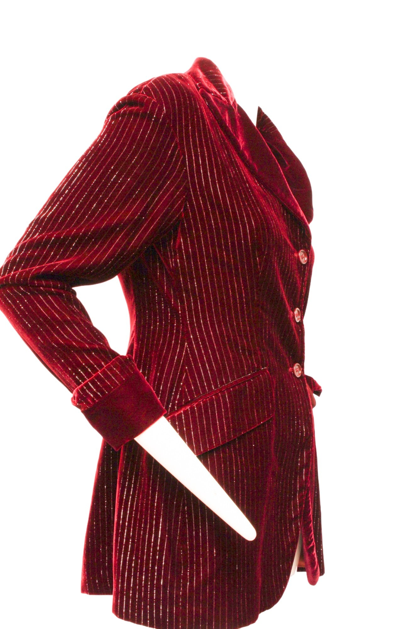 ROMEO GIGLI, burgundy velvet notched lapel slanted pockets, blazer FW97/98