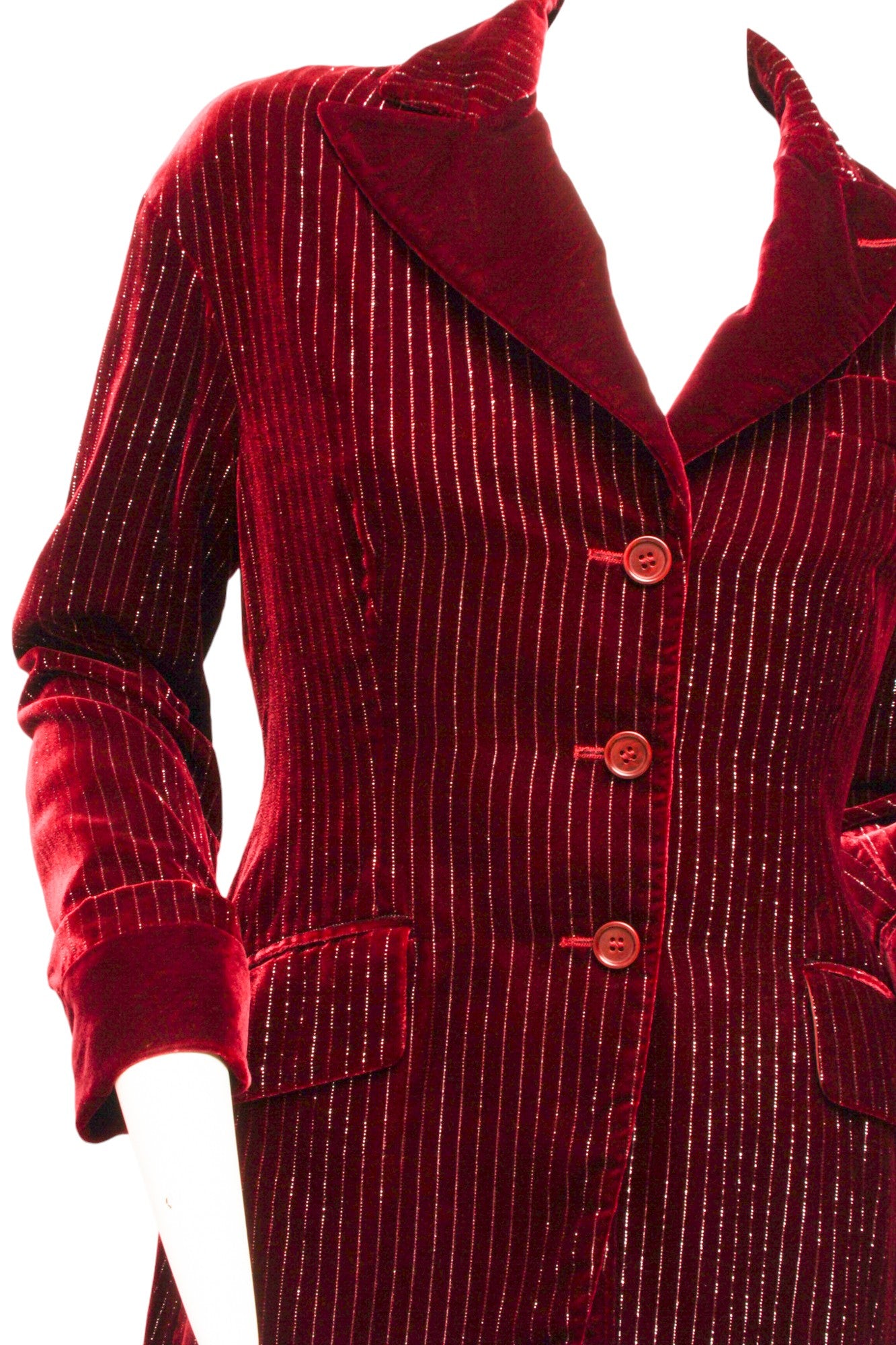 ROMEO GIGLI, burgundy velvet notched lapel slanted pockets, blazer FW97/98