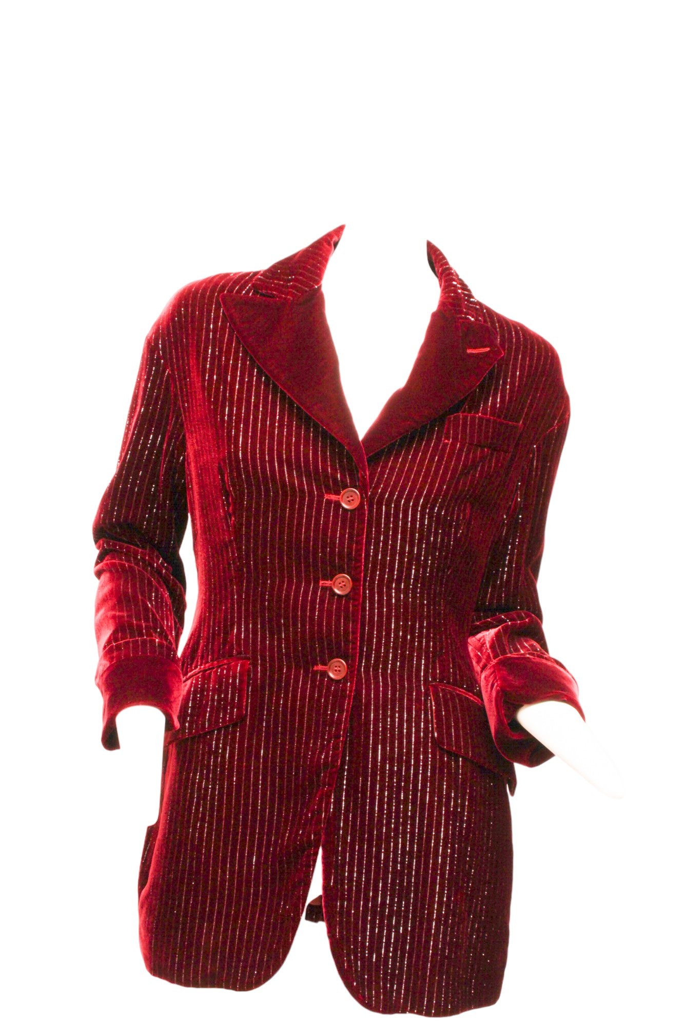 ROMEO GIGLI, burgundy velvet notched lapel slanted pockets, blazer FW97/98