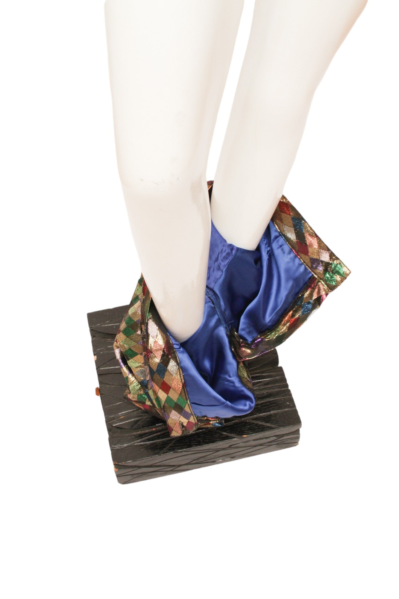 MOSCHINO JEREMY SCOTT Metallic Multi-Colored Diamond Pattern Harlequin Pant