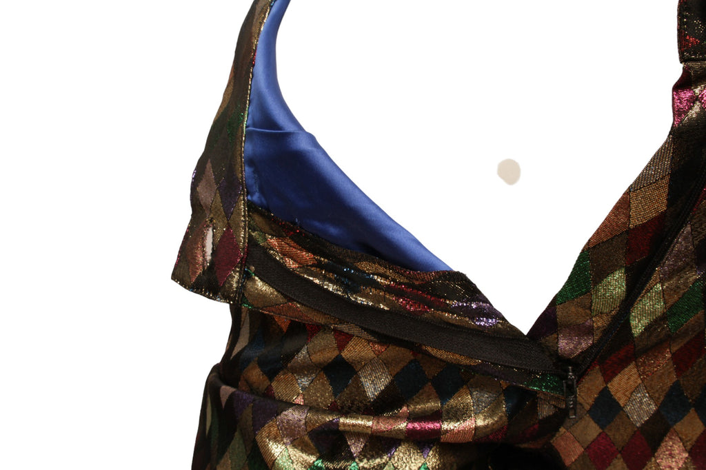 MOSCHINO JEREMY SCOTT Metallic Multi-Colored Diamond Pattern Harlequin Pant