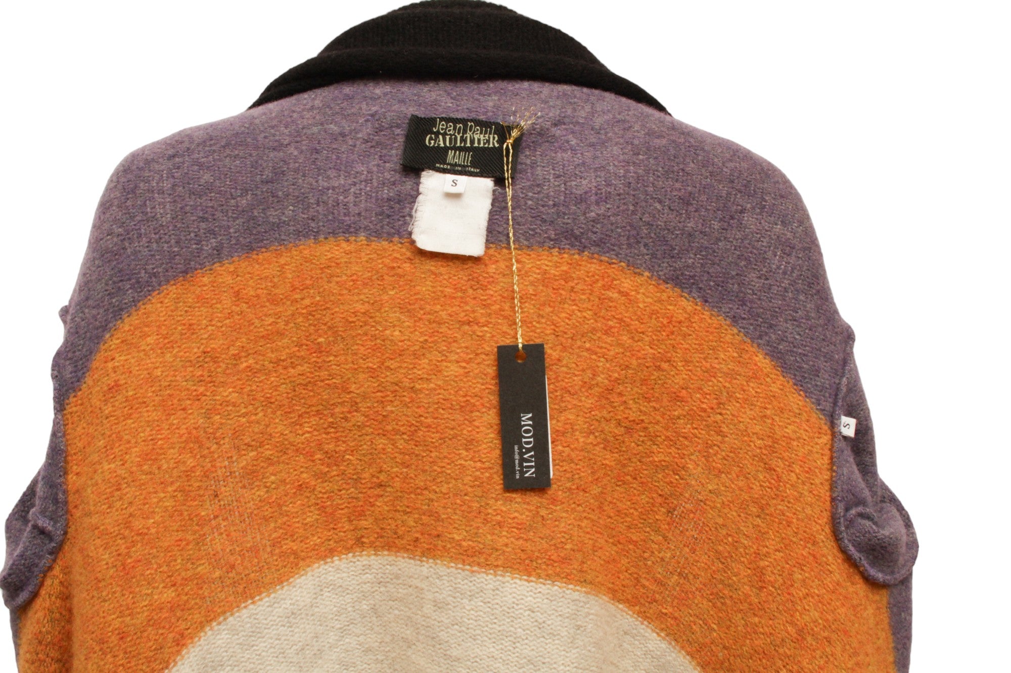 JEAN PAUL GAULTIER, Striped Boiled Wool Cardigan with oversize pockets and long front panels