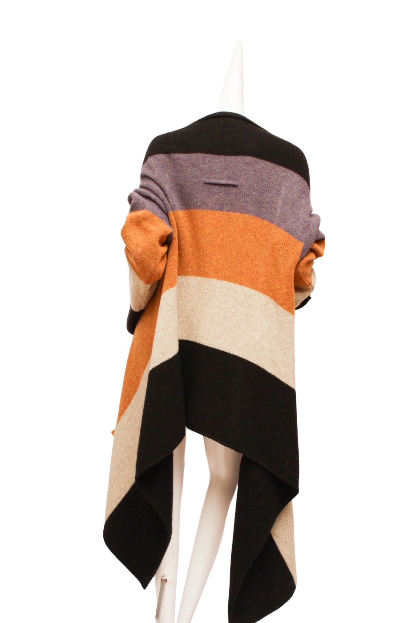 JEAN PAUL GAULTIER, Striped Boiled Wool Cardigan with oversize pockets and long front panels