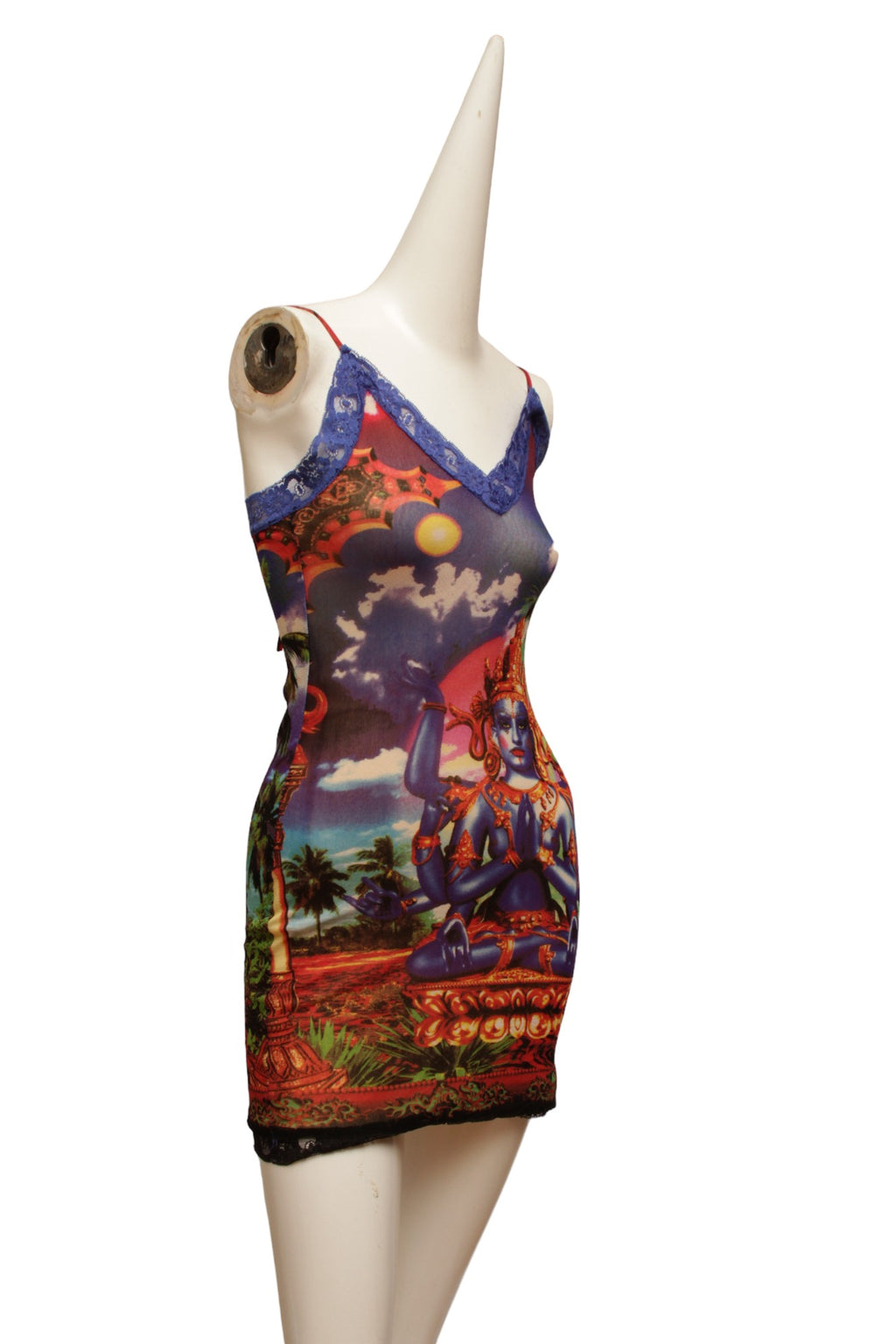 JEAN PAUL GAULTIER, Maille, MESH, Hindu G-d Shiva Butterfly Tattoo midi dress