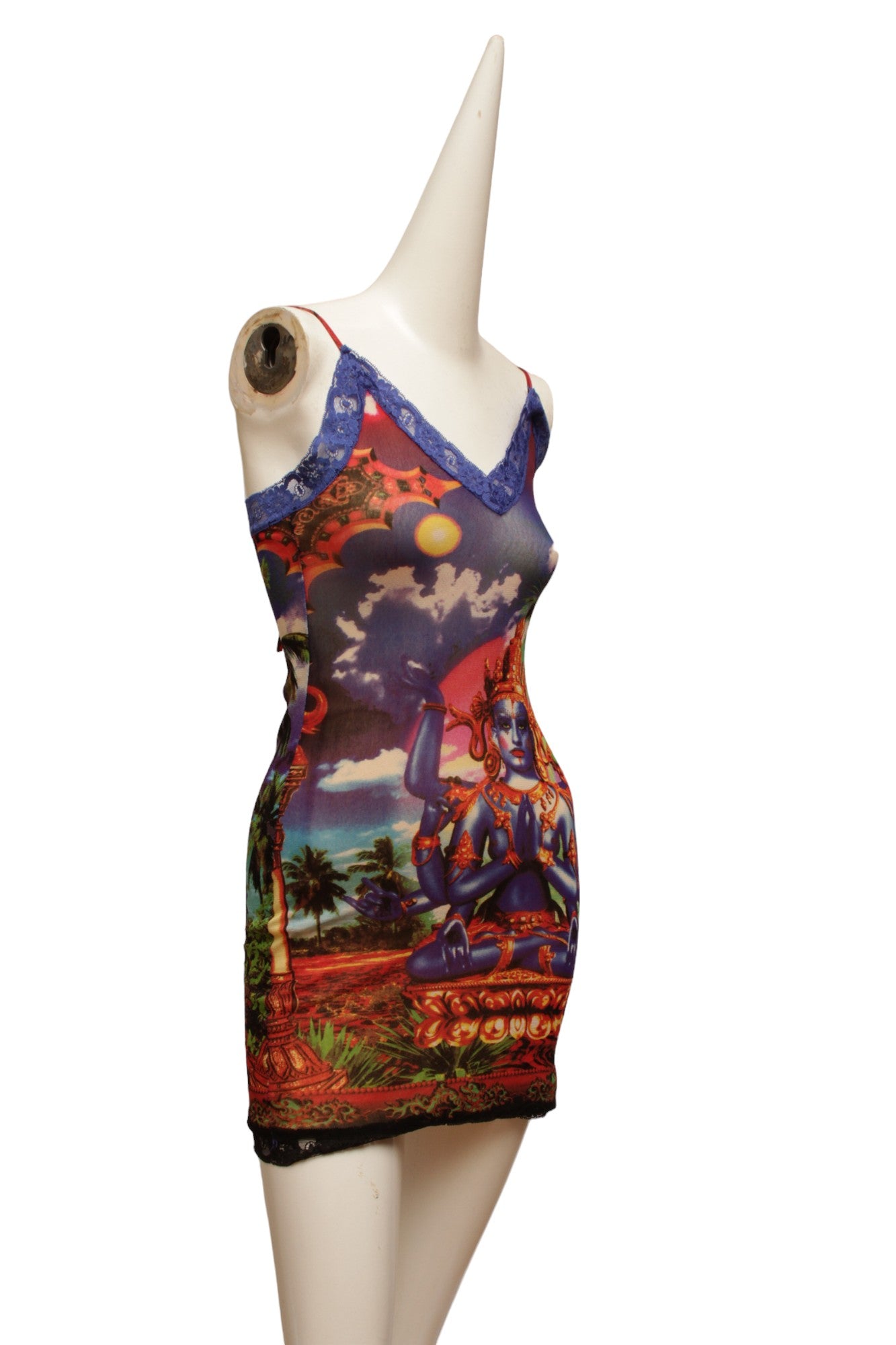 JEAN PAUL GAULTIER, Maille, MESH, Hindu G-d Shiva Butterfly Tattoo midi dress