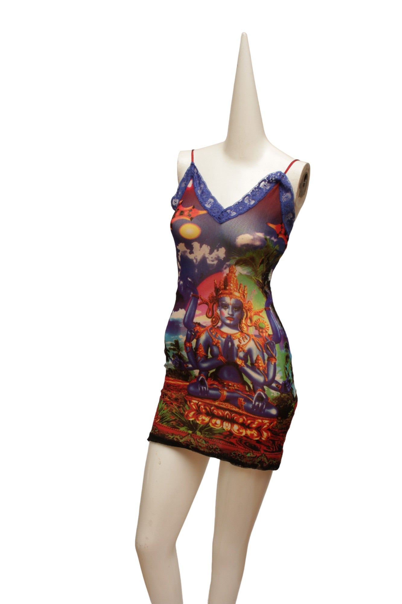JEAN PAUL GAULTIER, Maille, MESH, Hindu G-d Shiva Butterfly Tattoo midi dress