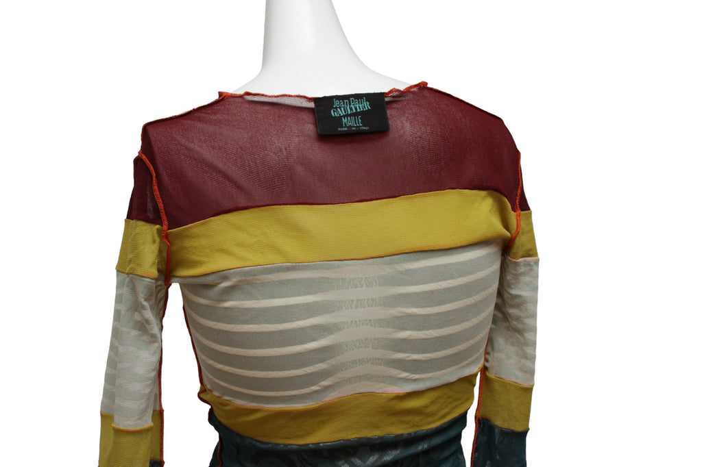 JEAN PAUL GAULTIER, Maille, 1996 CYBERBABA, long sleeve aboriginal print with metallic gold hem and cuffs