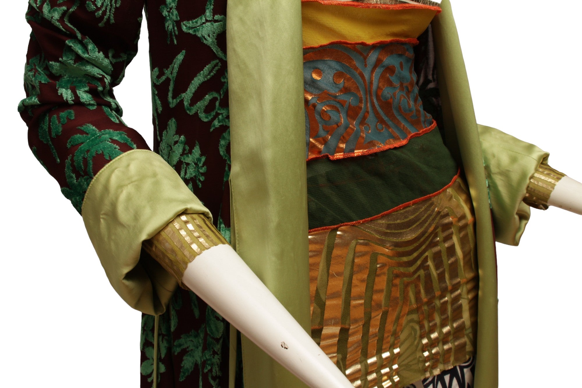 JEAN PAUL GAULTIER, Maille, 1996 CYBERBABA, long sleeve aboriginal print with metallic gold hem and cuffs