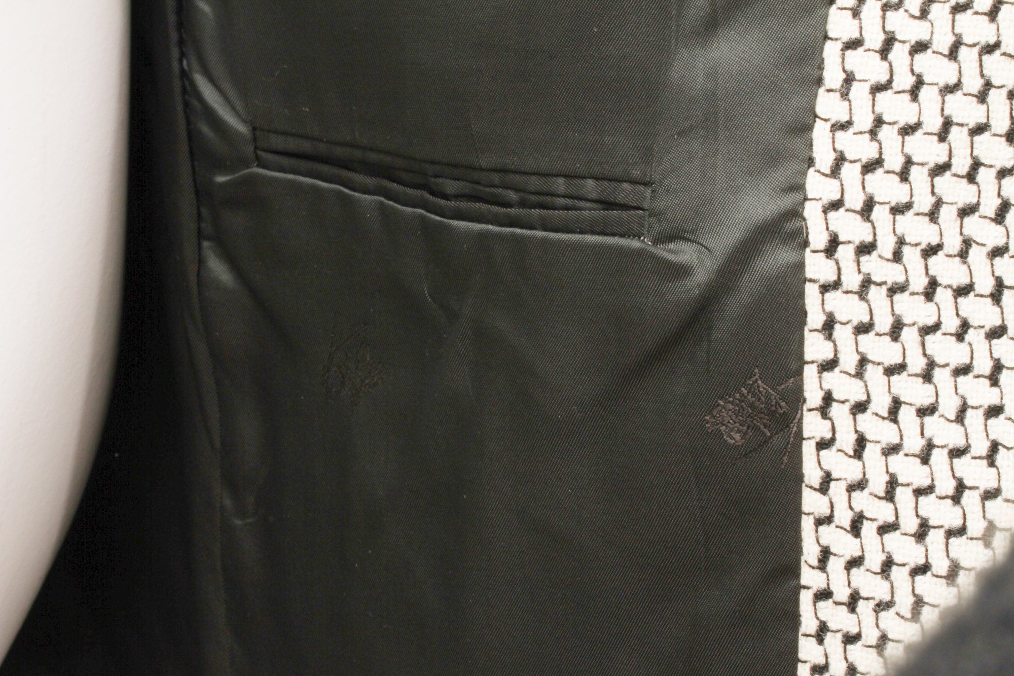 KENZO, Made In France, Black and White Cross-Weave Pattern, Three-Button, Wool Blazer