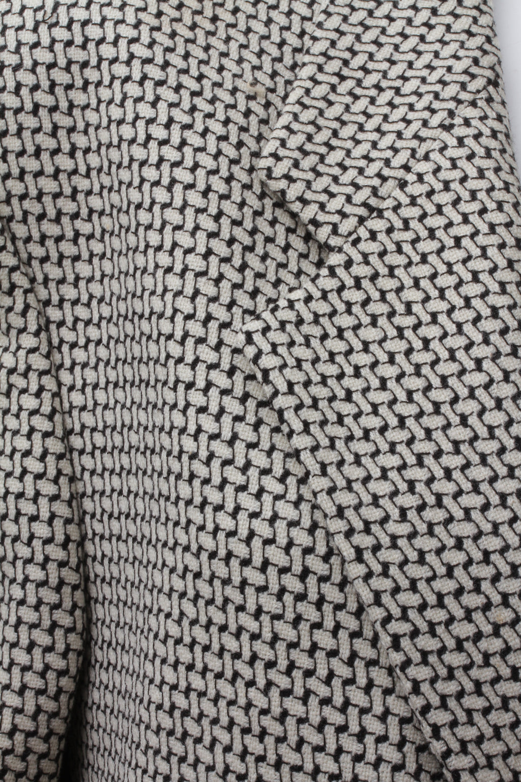 KENZO, Made In France, Black and White Cross-Weave Pattern, Three-Button, Wool Blazer