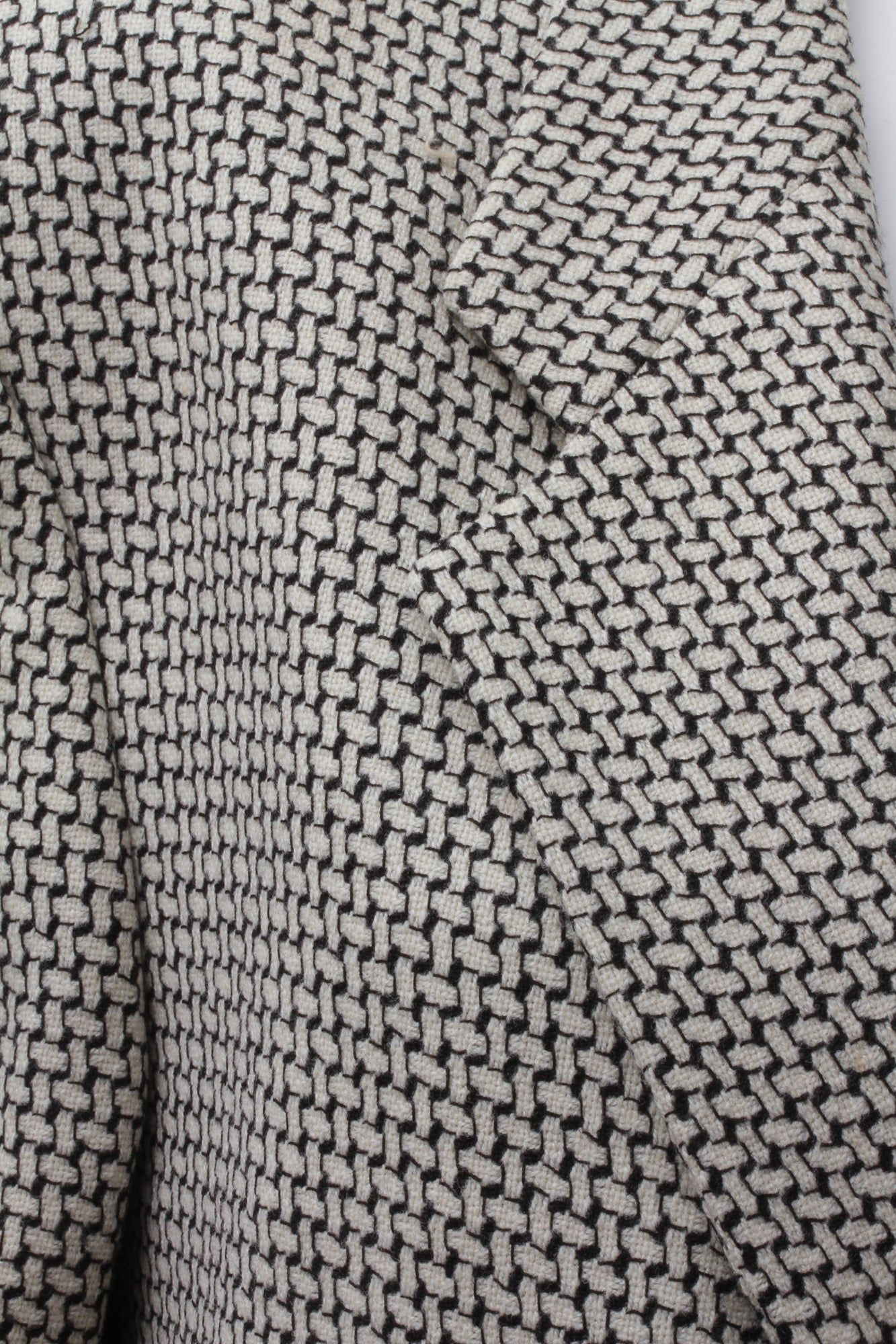 KENZO, Made In France, Black and White Cross-Weave Pattern, Three-Button, Wool Blazer