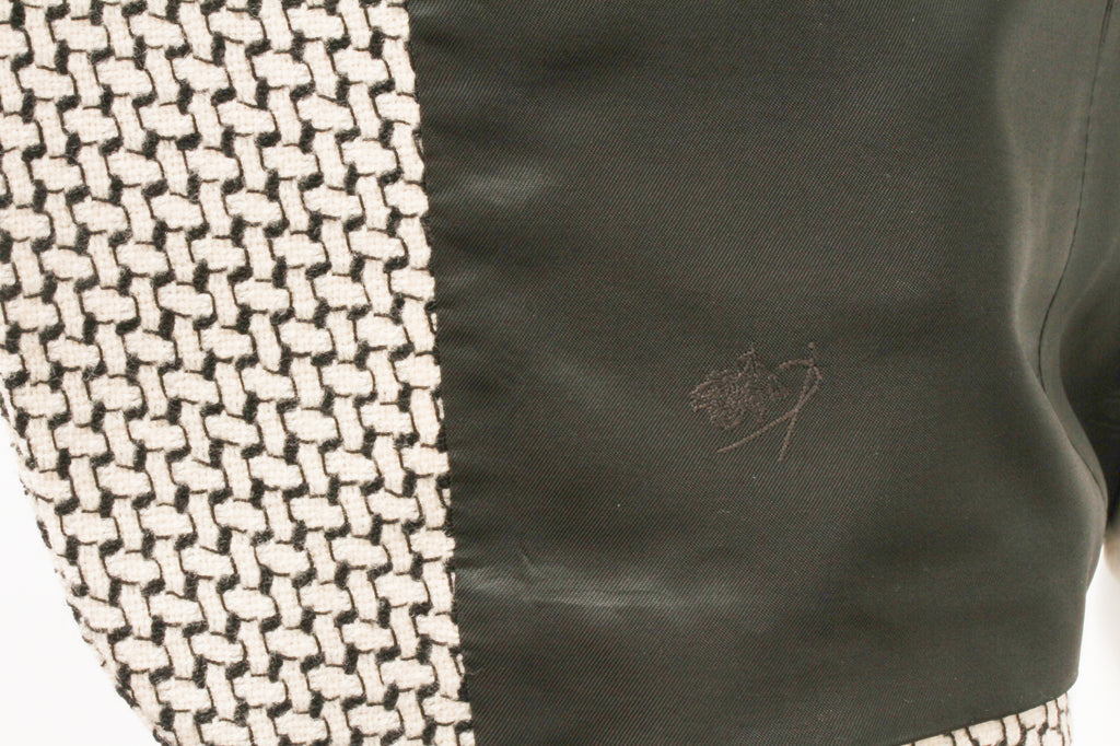 KENZO, Made In France, Black and White Cross-Weave Pattern, Three-Button, Wool Blazer