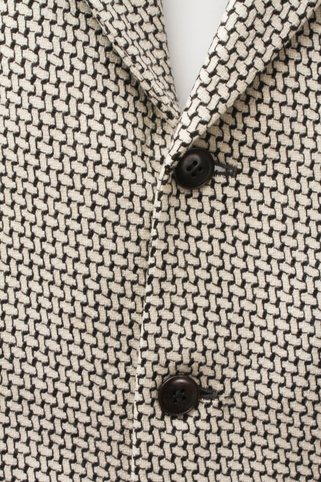 KENZO, Made In France, Black and White Cross-Weave Pattern, Three-Button, Wool Blazer