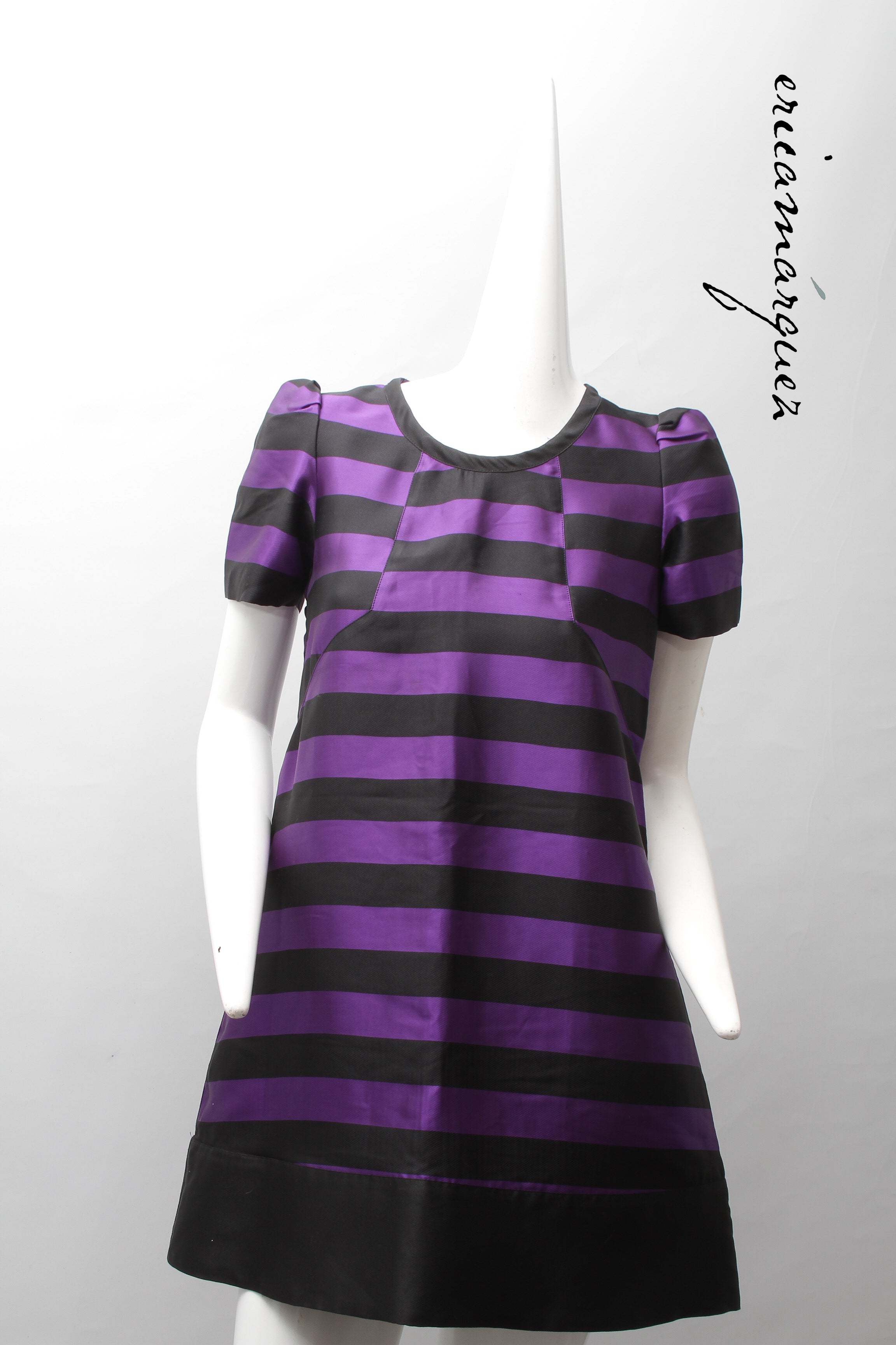 SONIA by SONIA RYKIEL, Babydoll Dress, Purple and Black Stripes