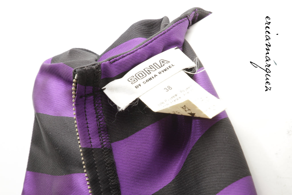 SONIA by SONIA RYKIEL, Babydoll Dress, Purple and Black Stripes