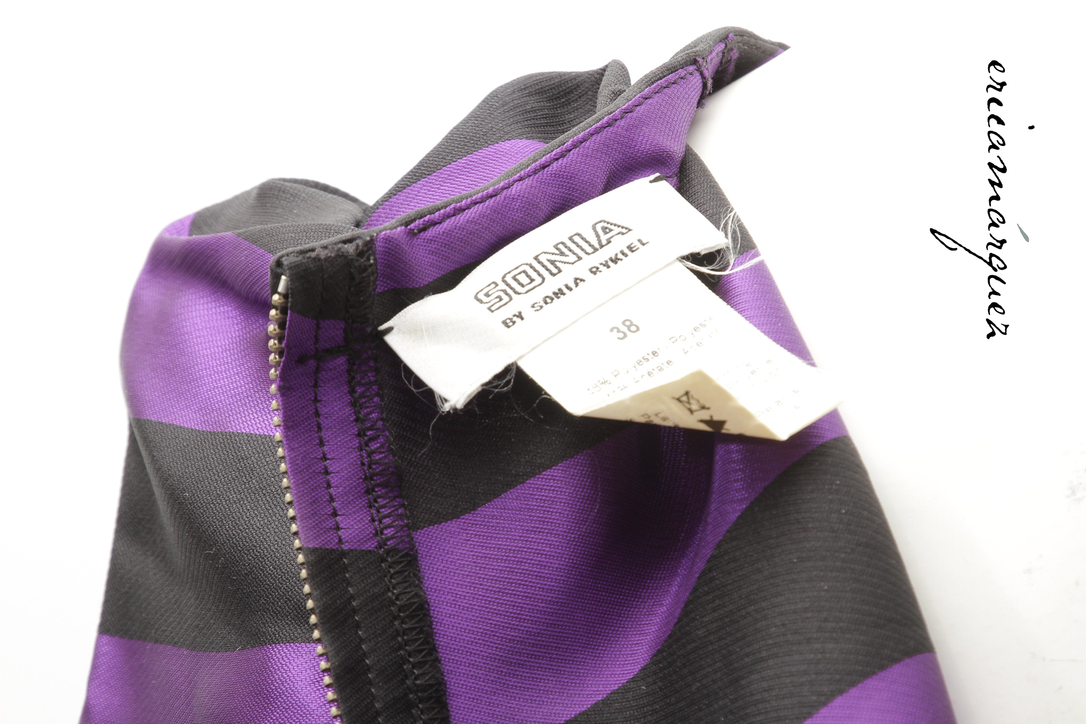 SONIA by SONIA RYKIEL, Babydoll Dress, Purple and Black Stripes