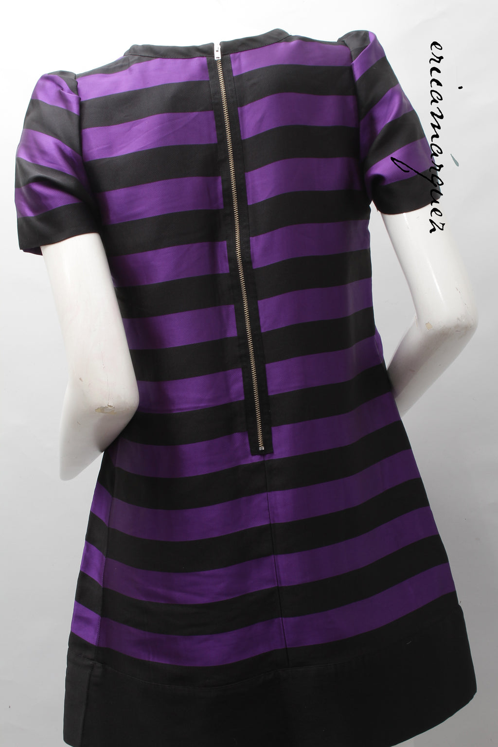 SONIA by SONIA RYKIEL, Babydoll Dress, Purple and Black Stripes