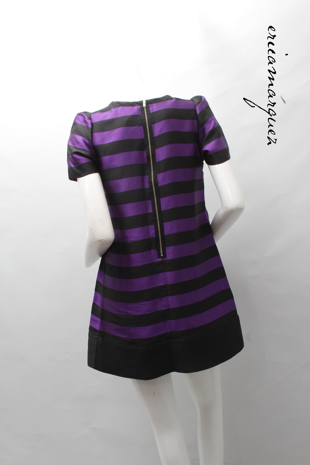 SONIA by SONIA RYKIEL, Babydoll Dress, Purple and Black Stripes