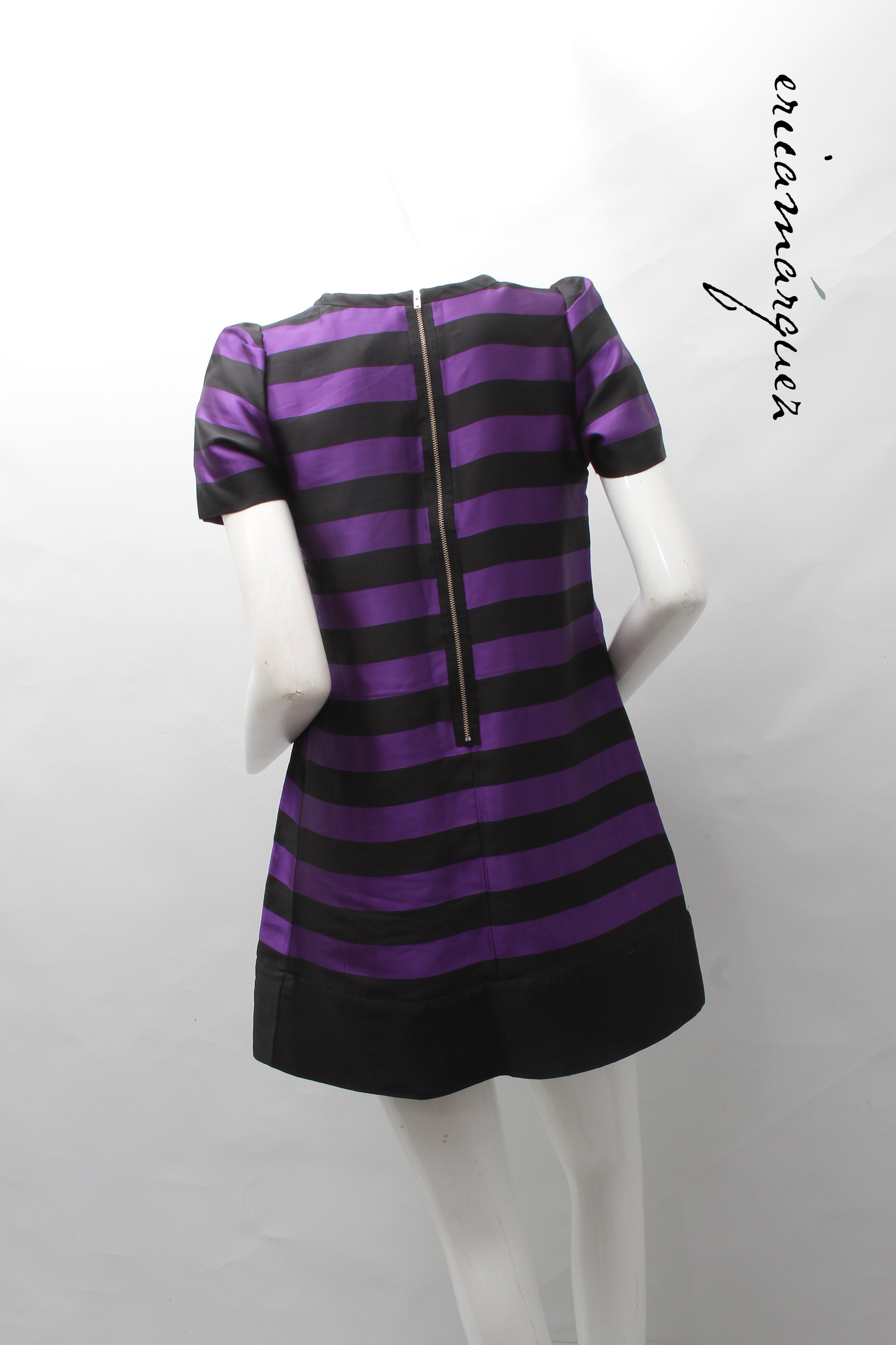 SONIA by SONIA RYKIEL, Babydoll Dress, Purple and Black Stripes