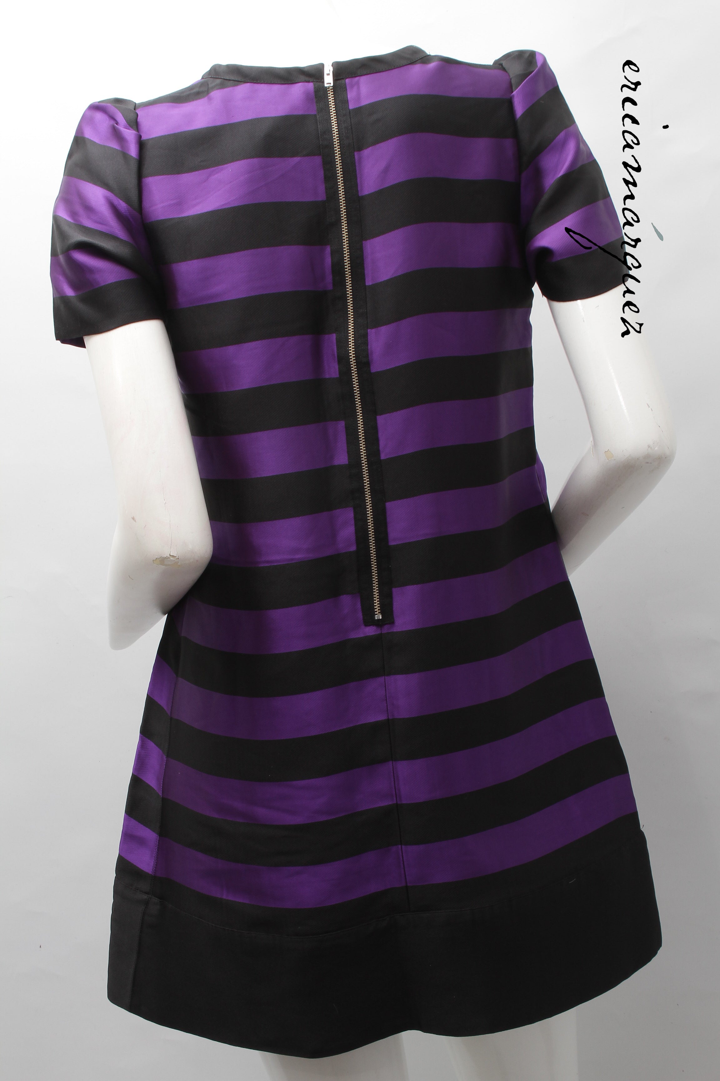 SONIA by SONIA RYKIEL, Babydoll Dress, Purple and Black Stripes
