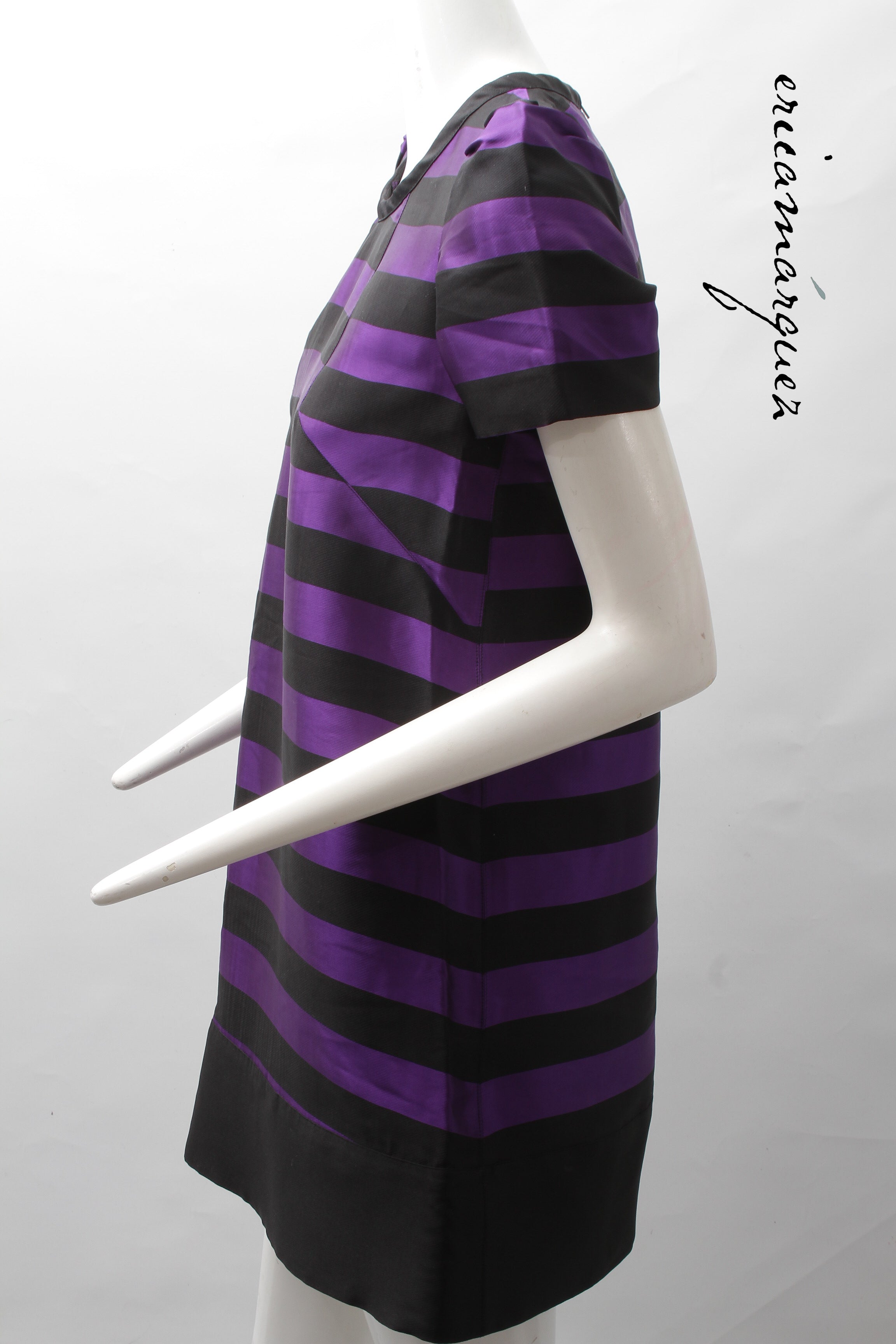 SONIA by SONIA RYKIEL, Babydoll Dress, Purple and Black Stripes